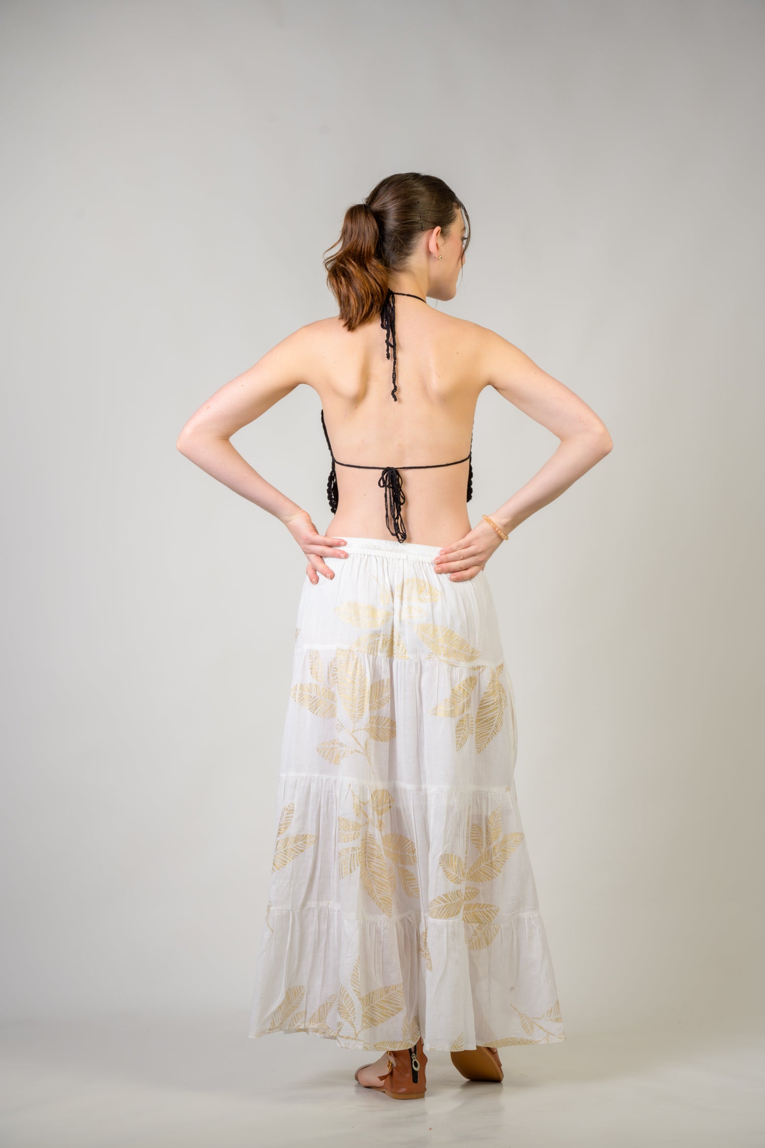 Foil and Leaf Skirt - White