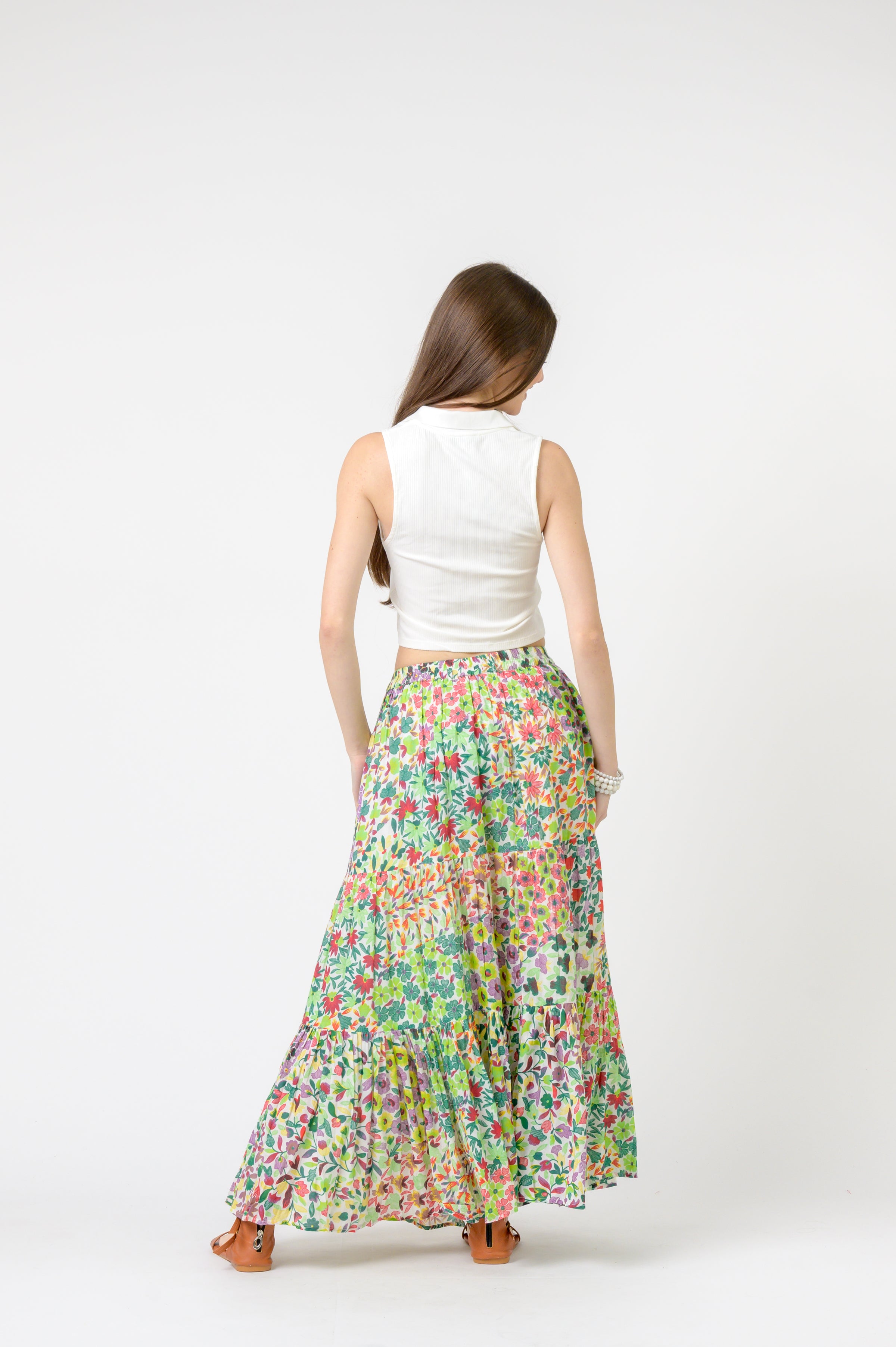 Flower Garden Slipped Skirt - Green