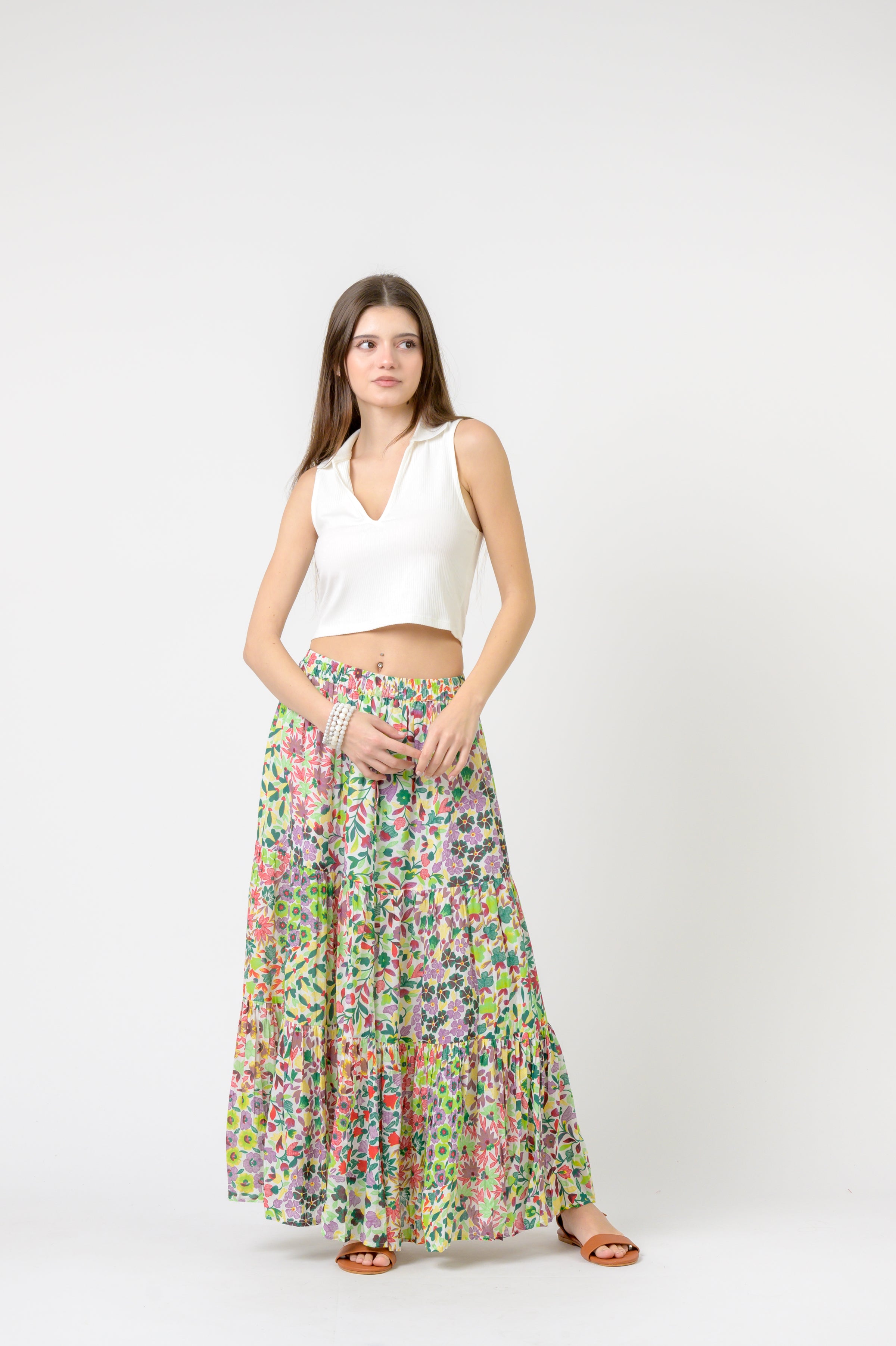 Flower Garden Slipped Skirt - Green