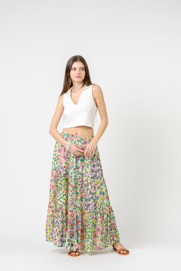 Flower Garden Slipped Skirt - Green