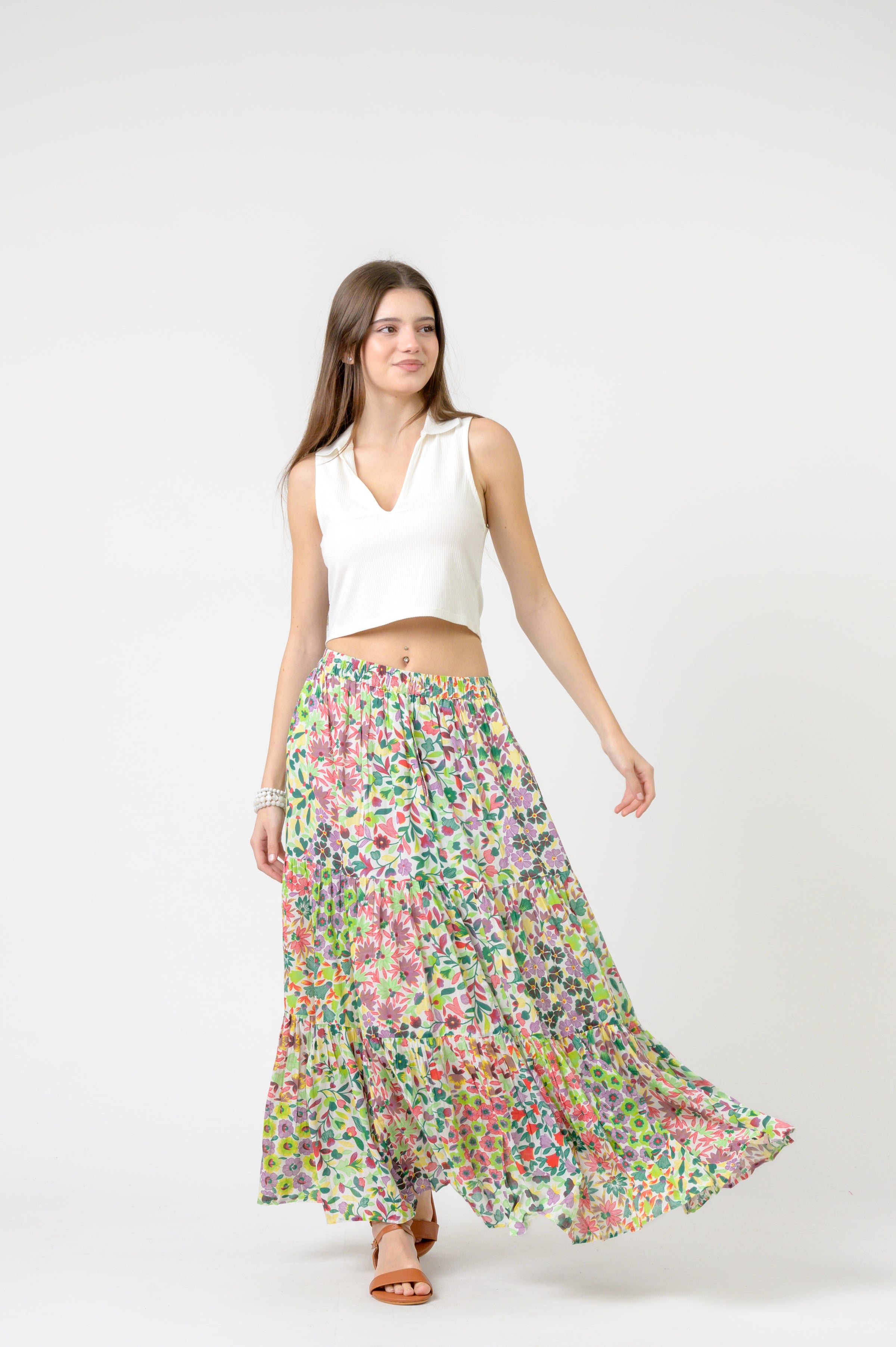 Flower Garden Slipped Skirt - Green