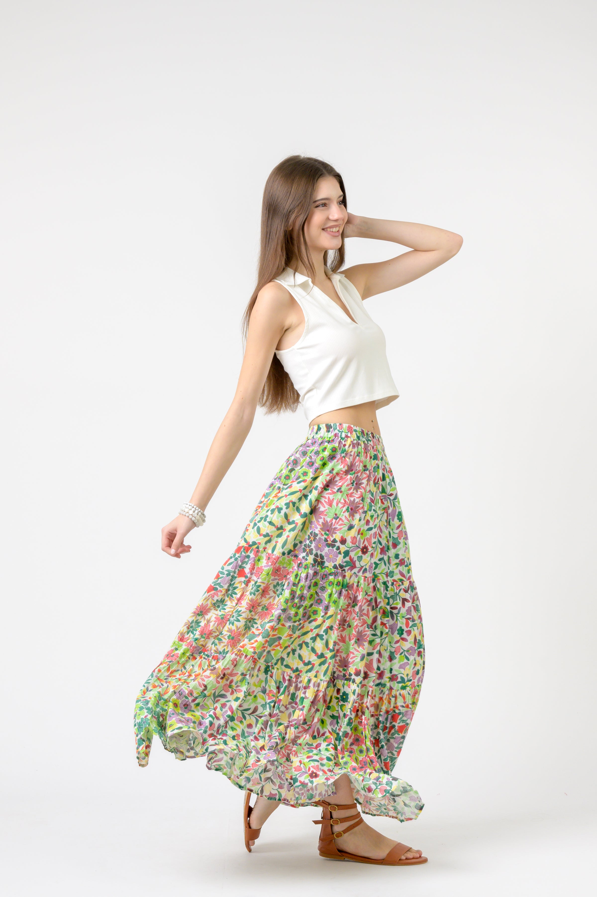 Flower Garden Slipped Skirt - Green