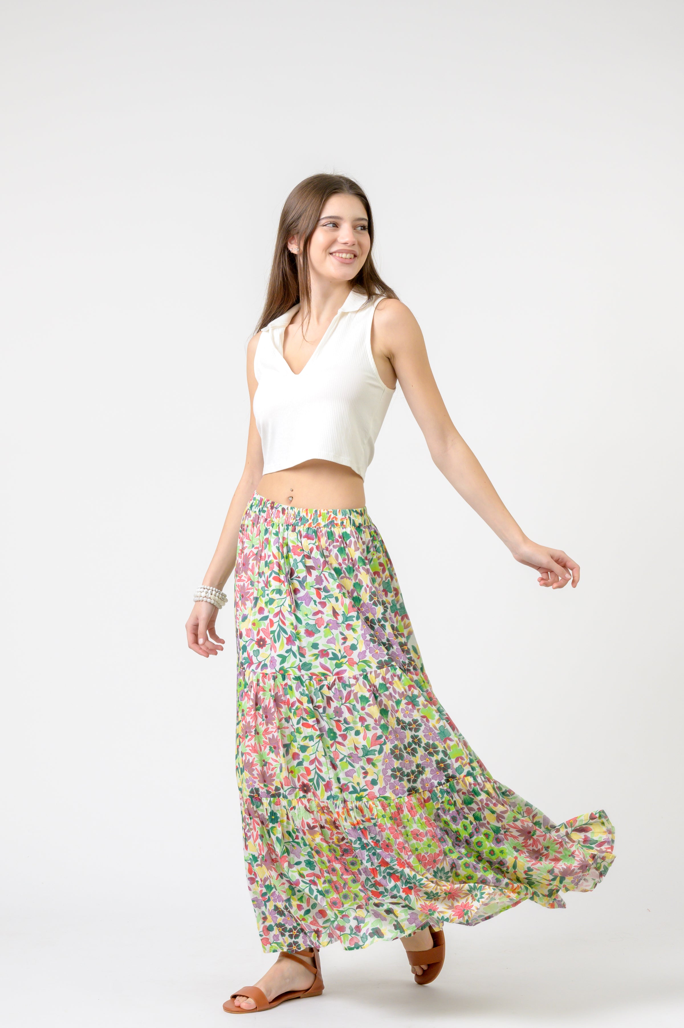 Flower Garden Slipped Skirt - Green