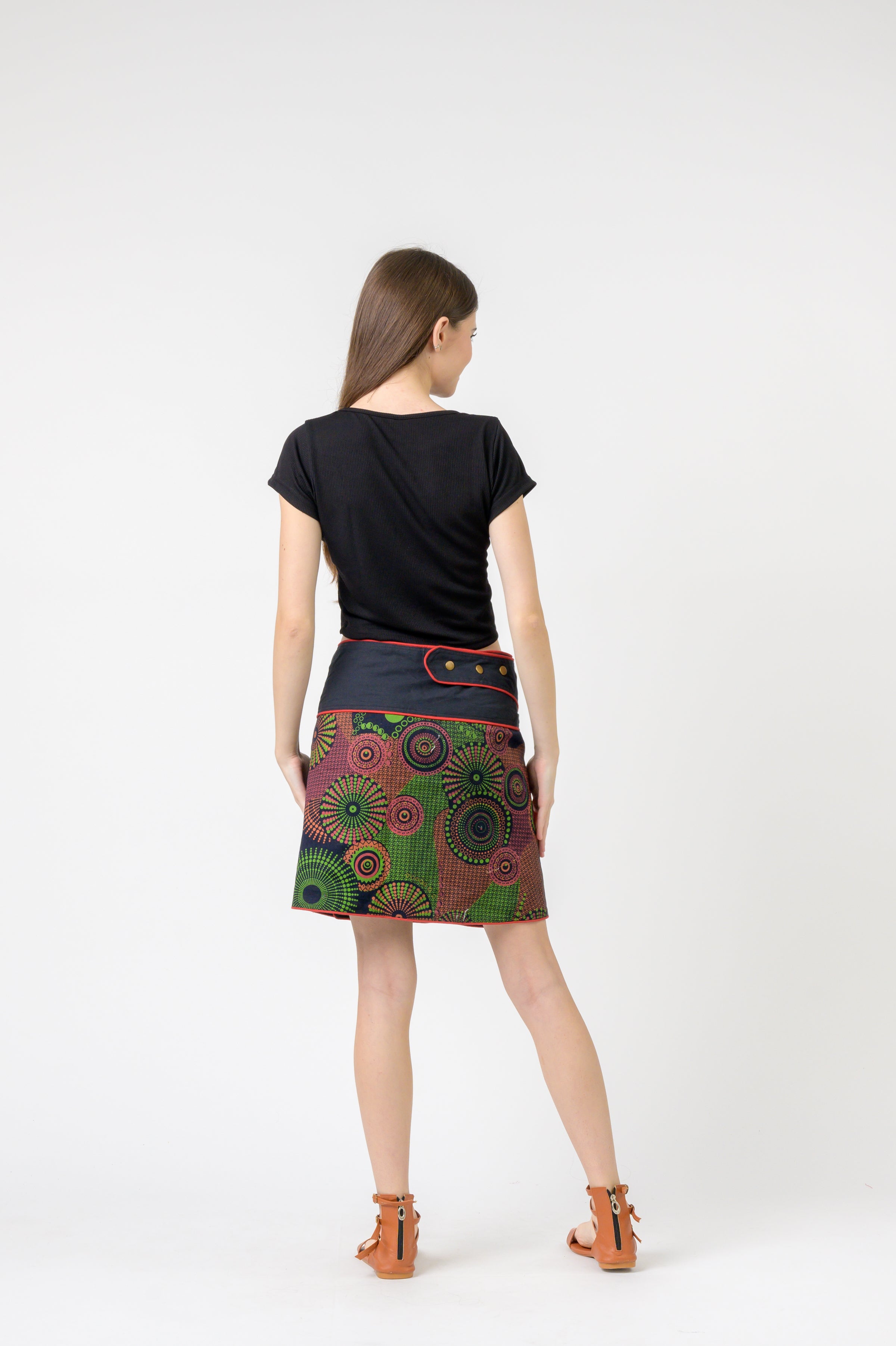 Pattern Print Pocket Skirt
