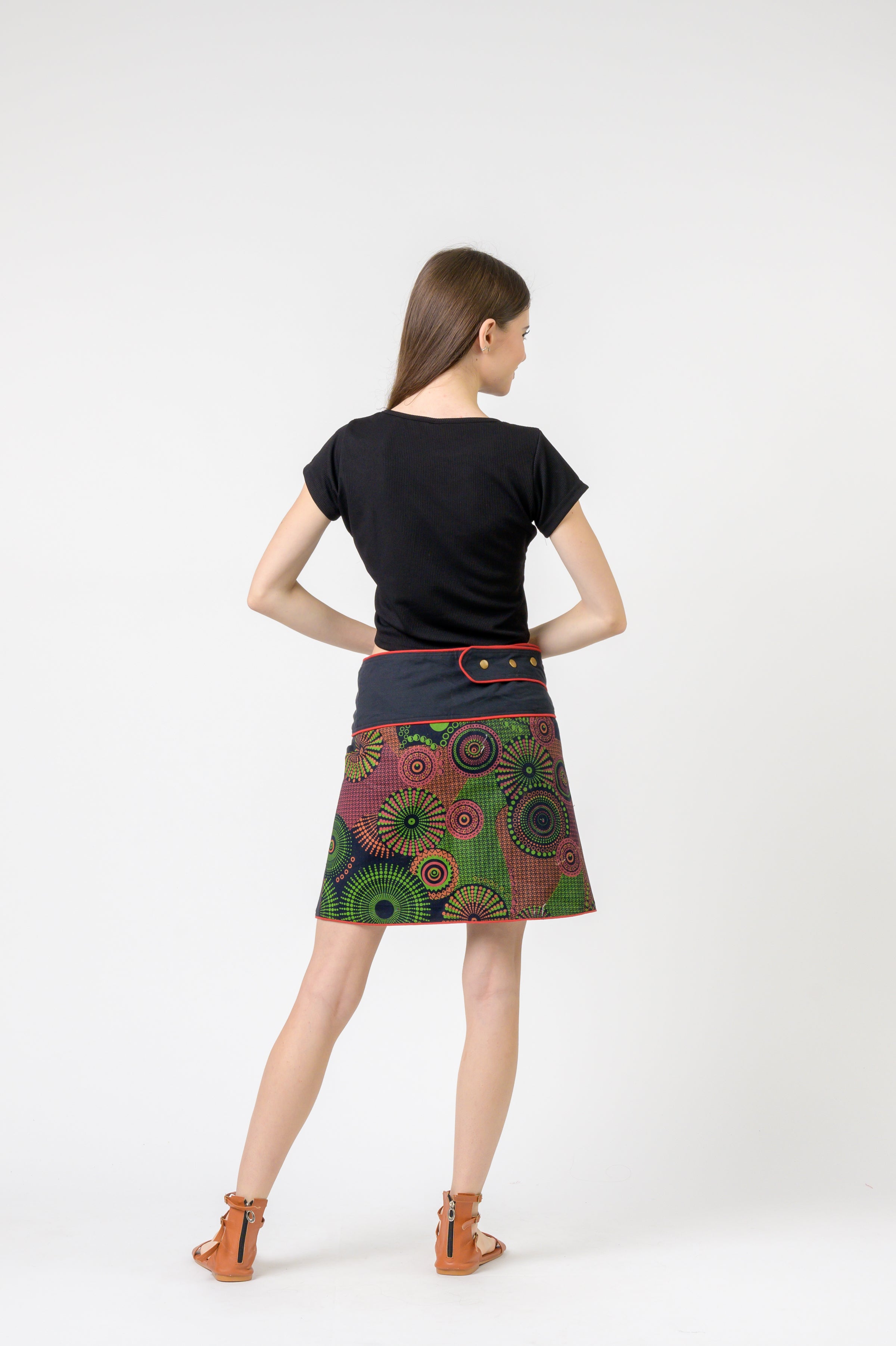 Pattern Print Pocket Skirt