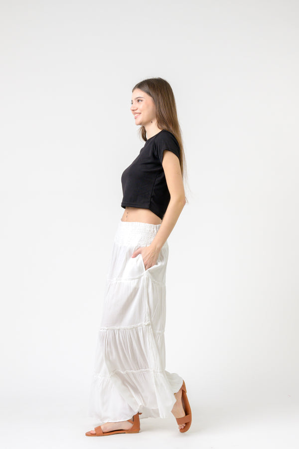 Plain Block Tiered Skirt