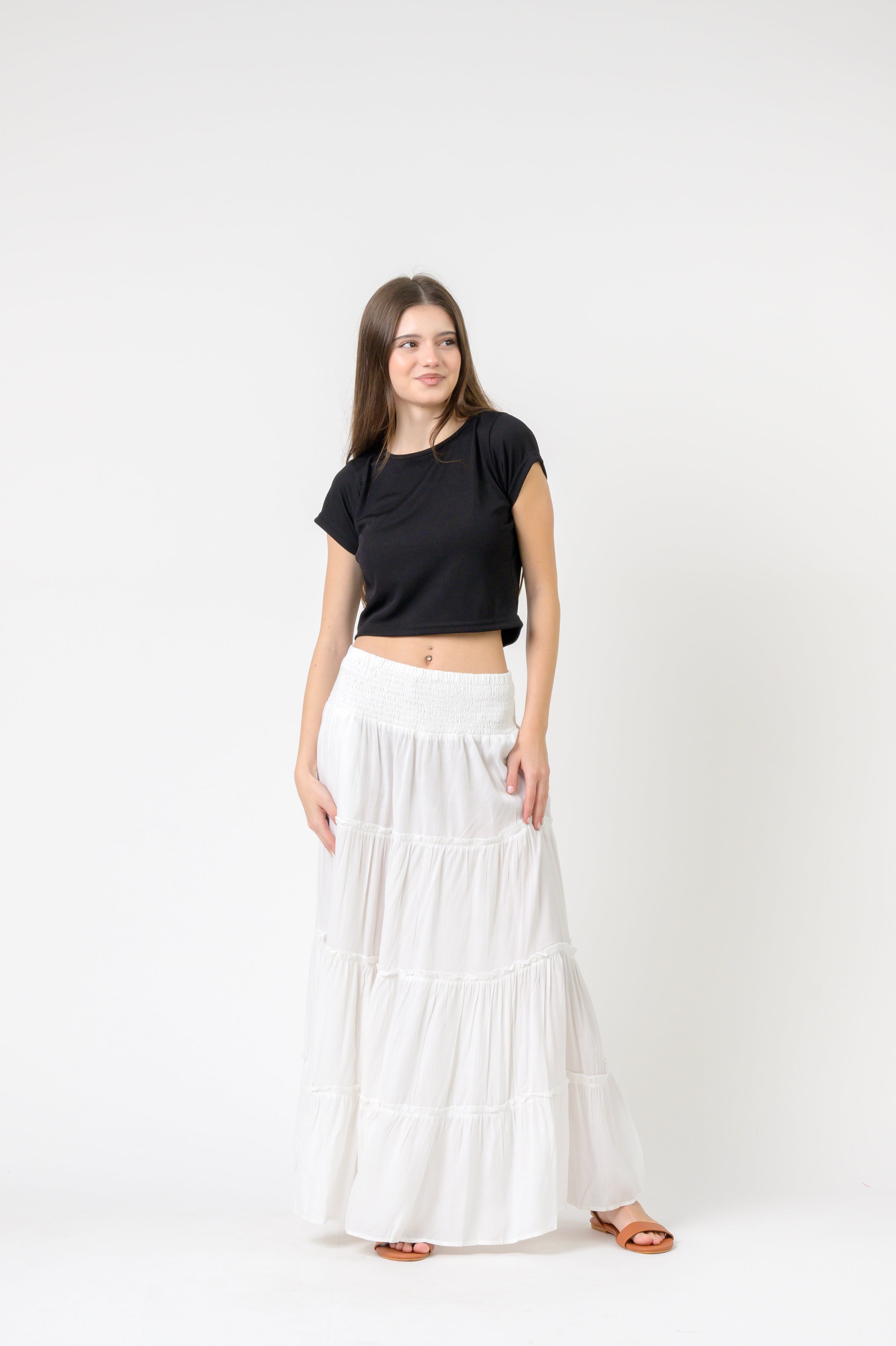 Plain Block Tiered Skirt