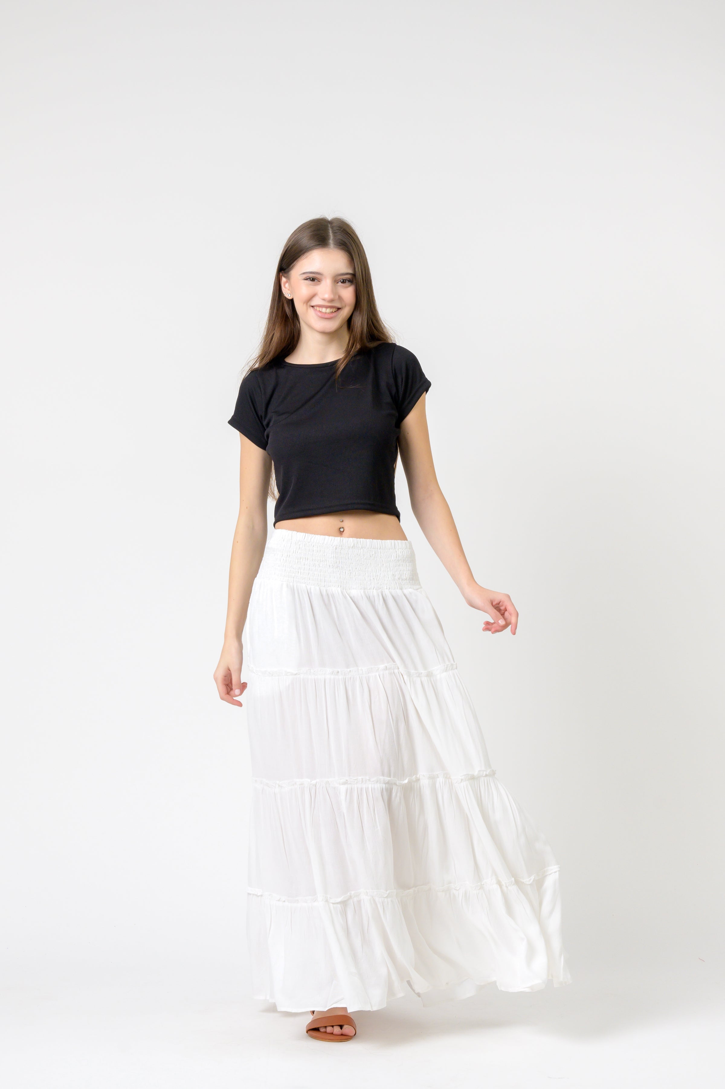 Plain Block Tiered Skirt