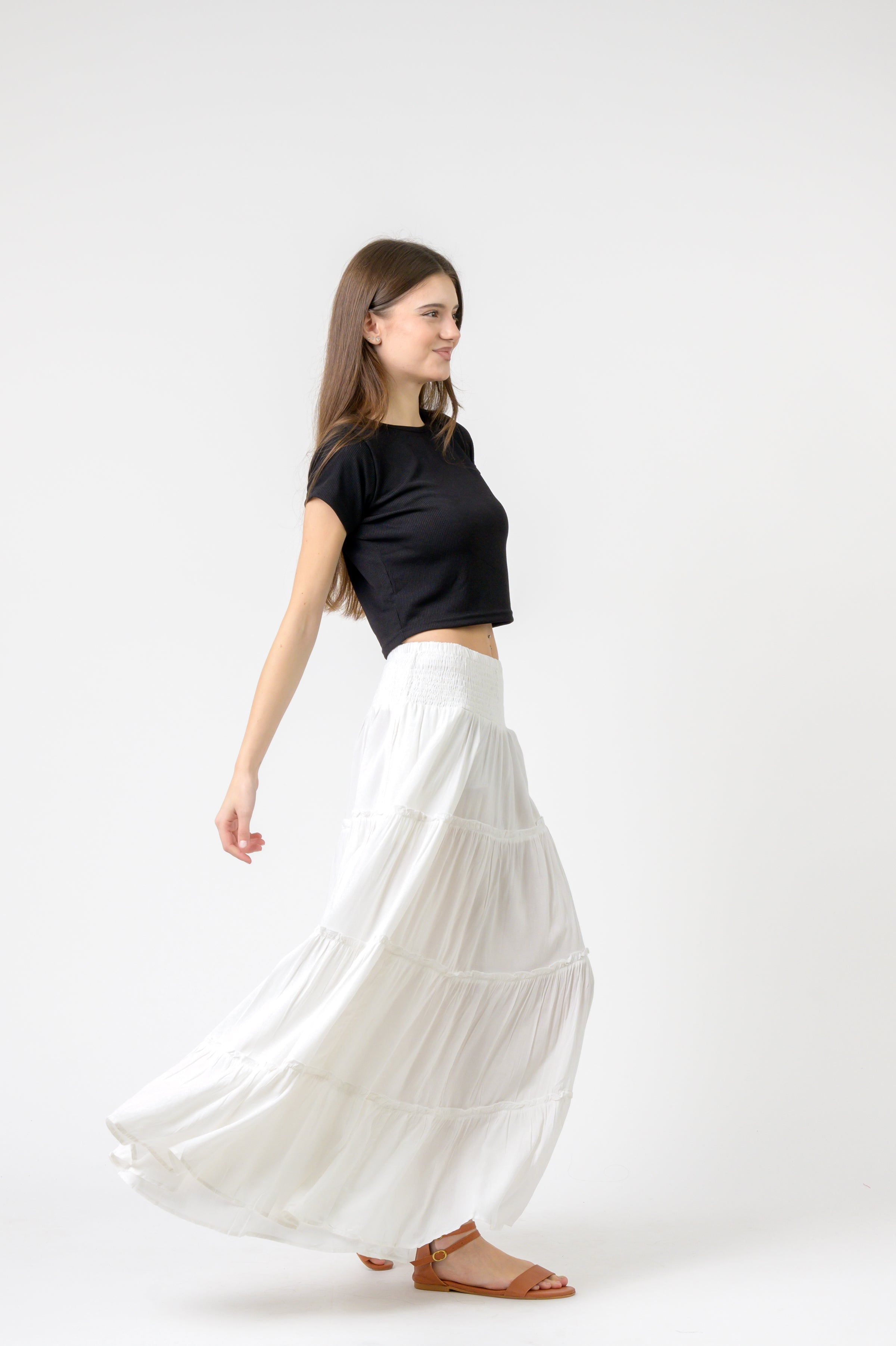 Plain Block Tiered Skirt