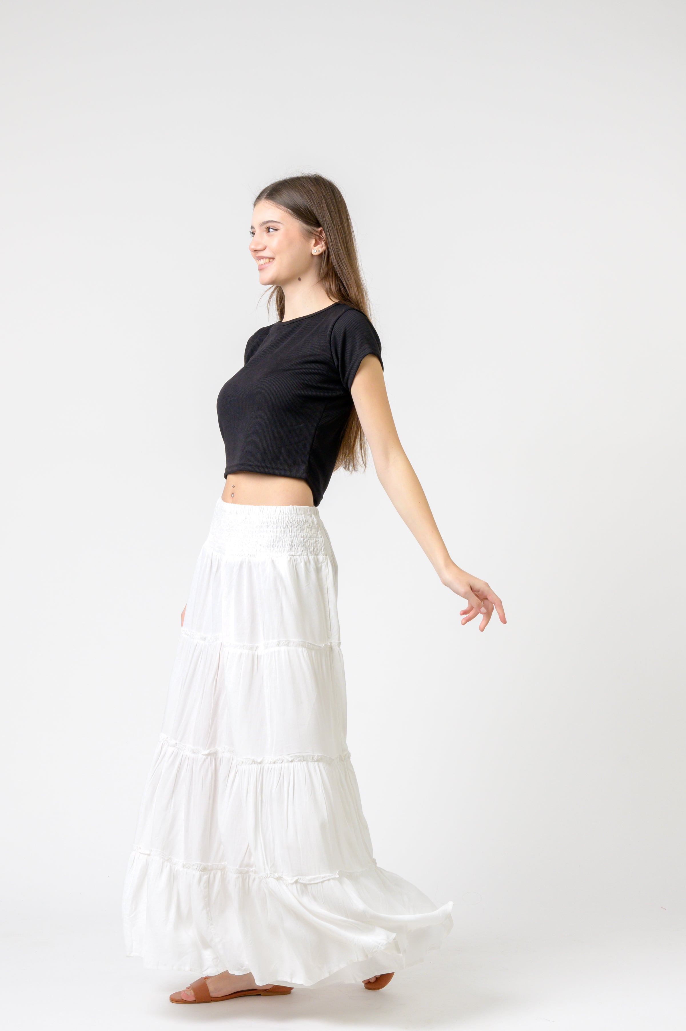 Plain Block Tiered Skirt