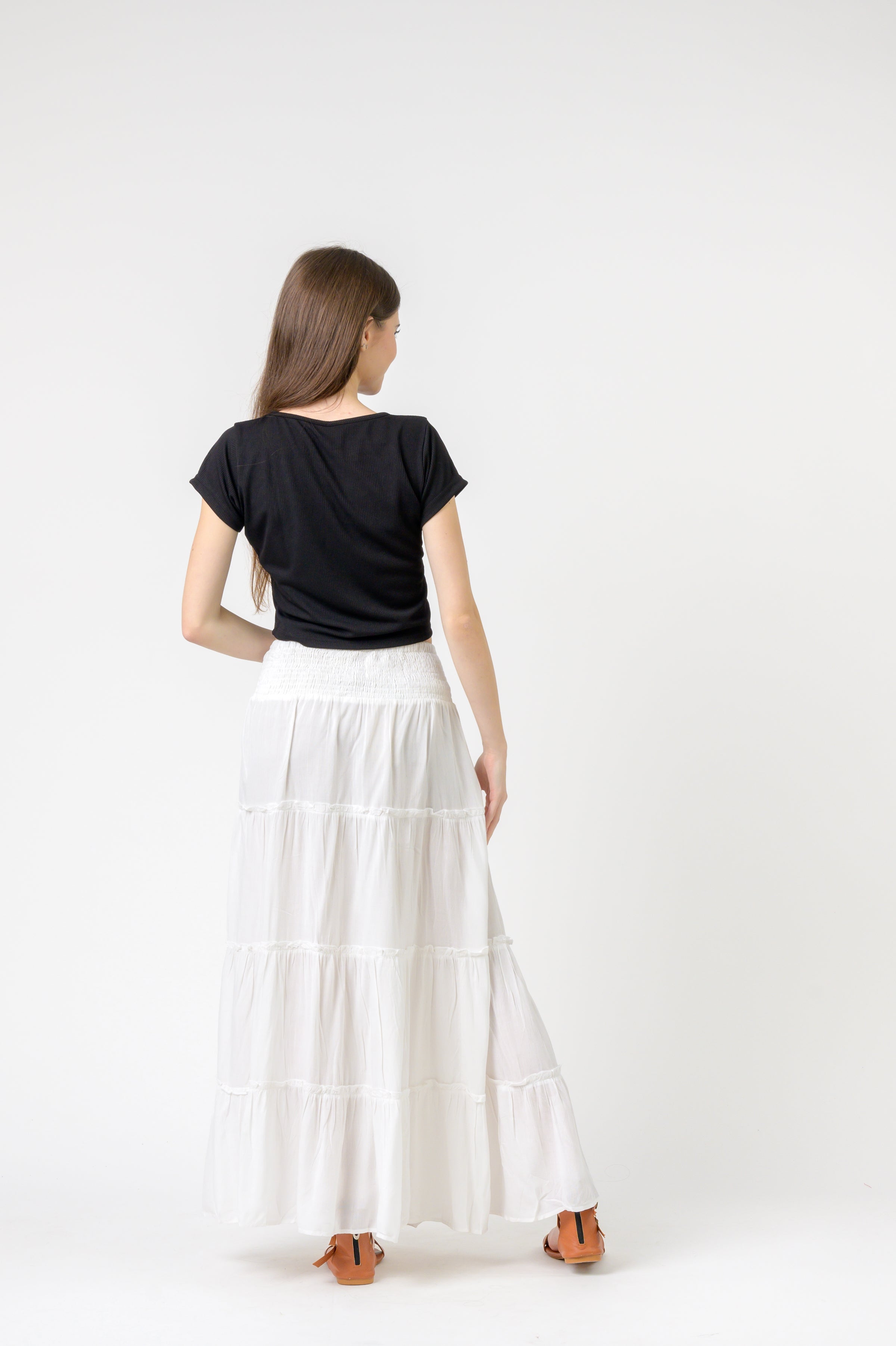 Plain Block Tiered Skirt