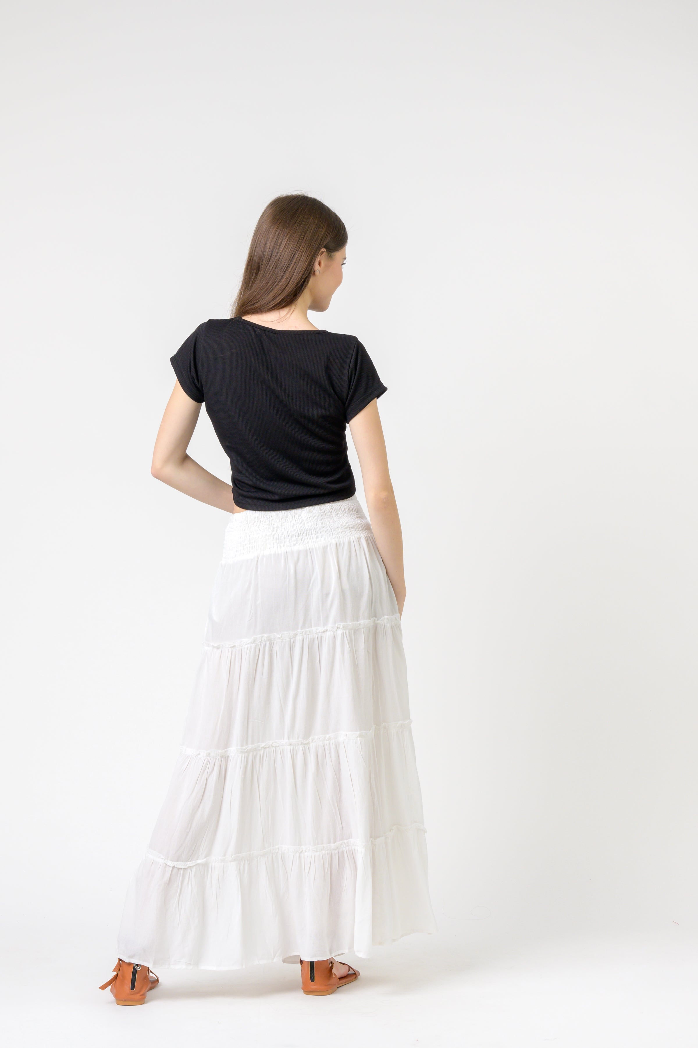 Plain Block Tiered Skirt