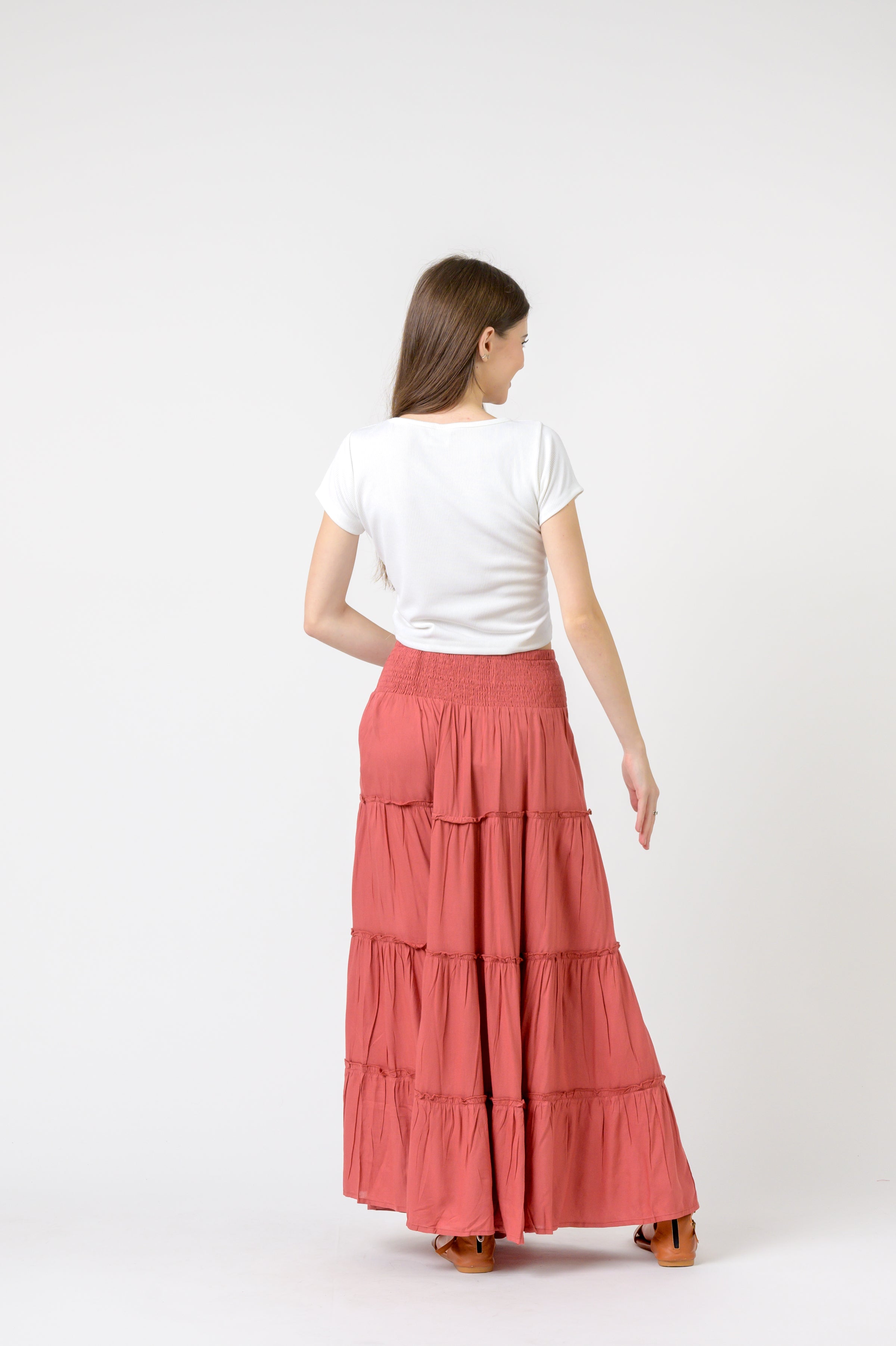 Plain Block Tiered Skirt
