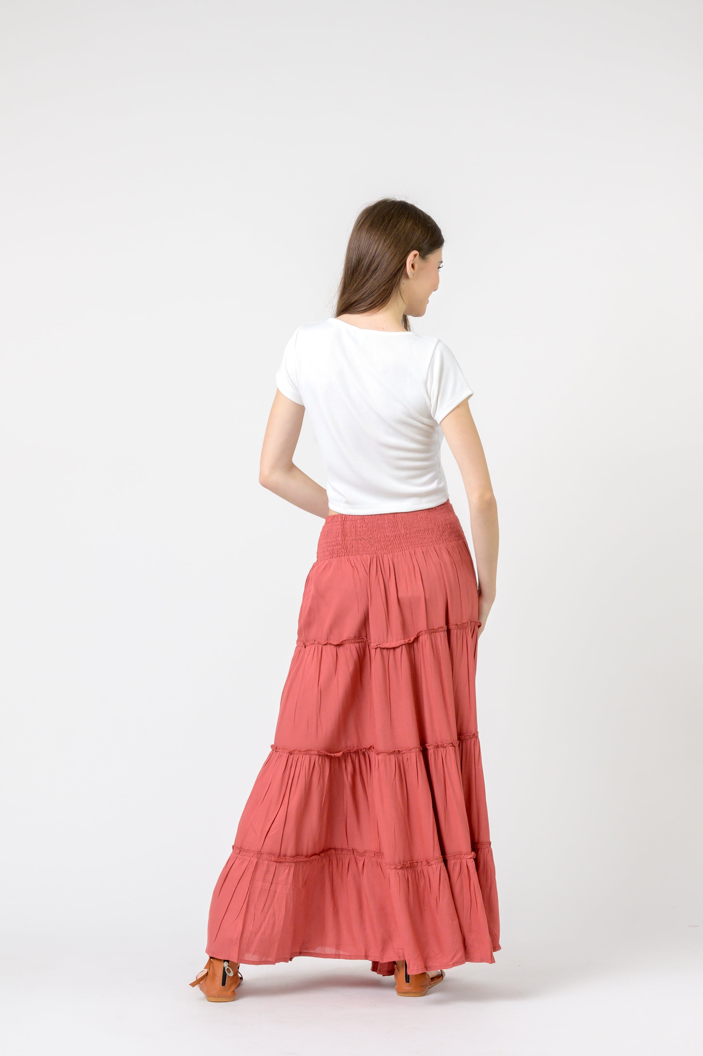 Plain Block Tiered Skirt