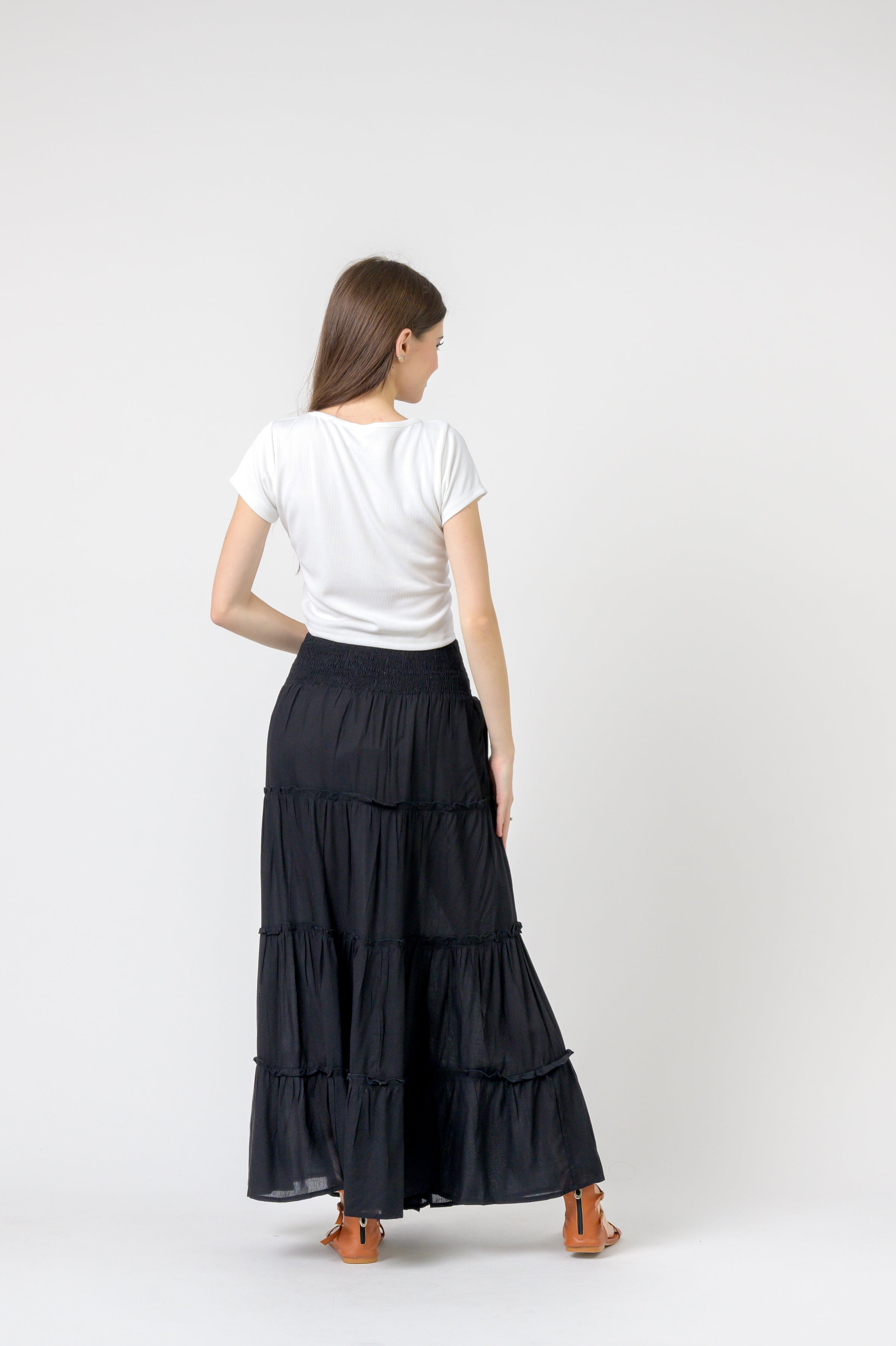 Plain Block Tiered Skirt