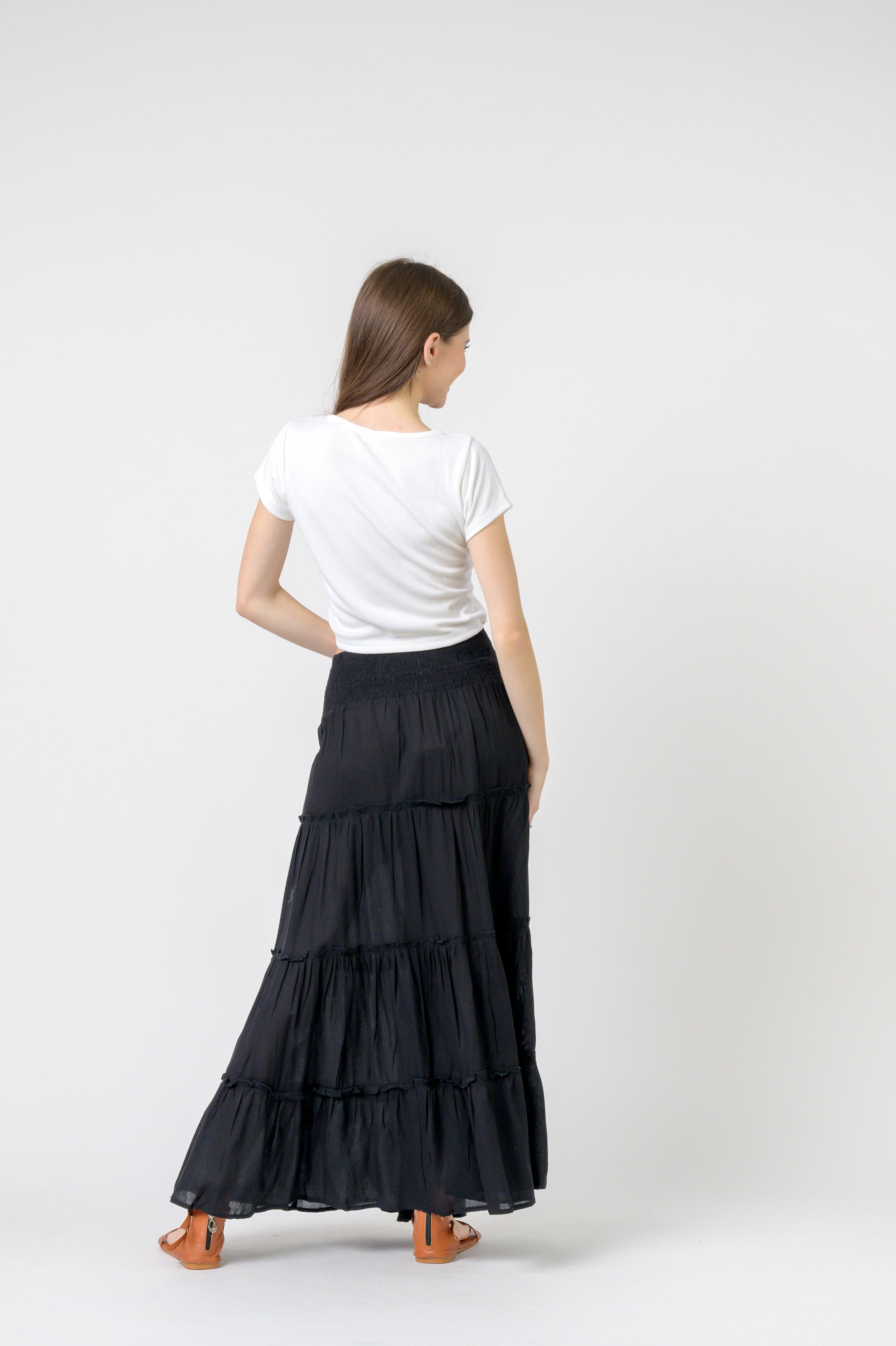 Plain Block Tiered Skirt