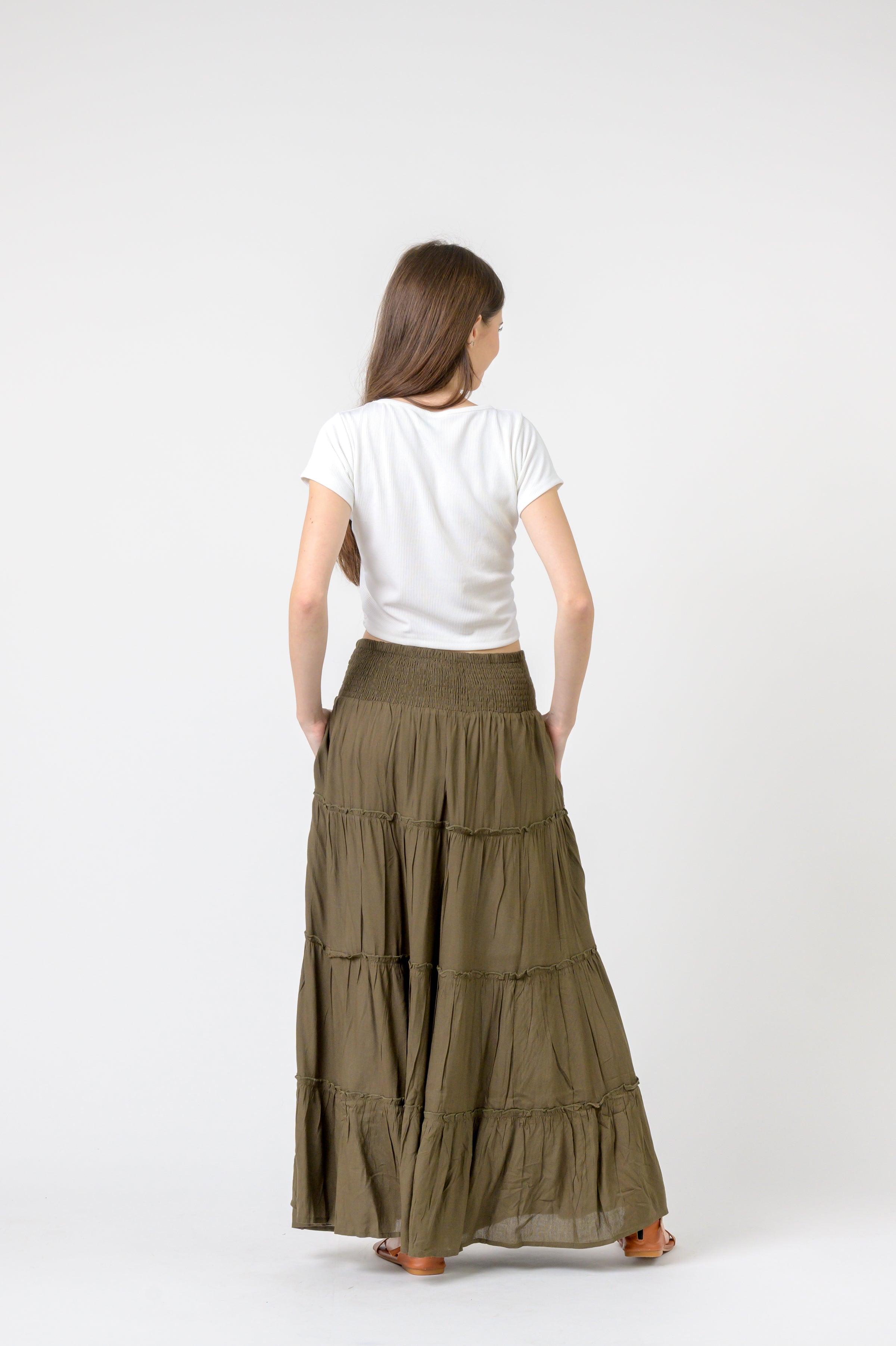 Plain Block Tiered Skirt