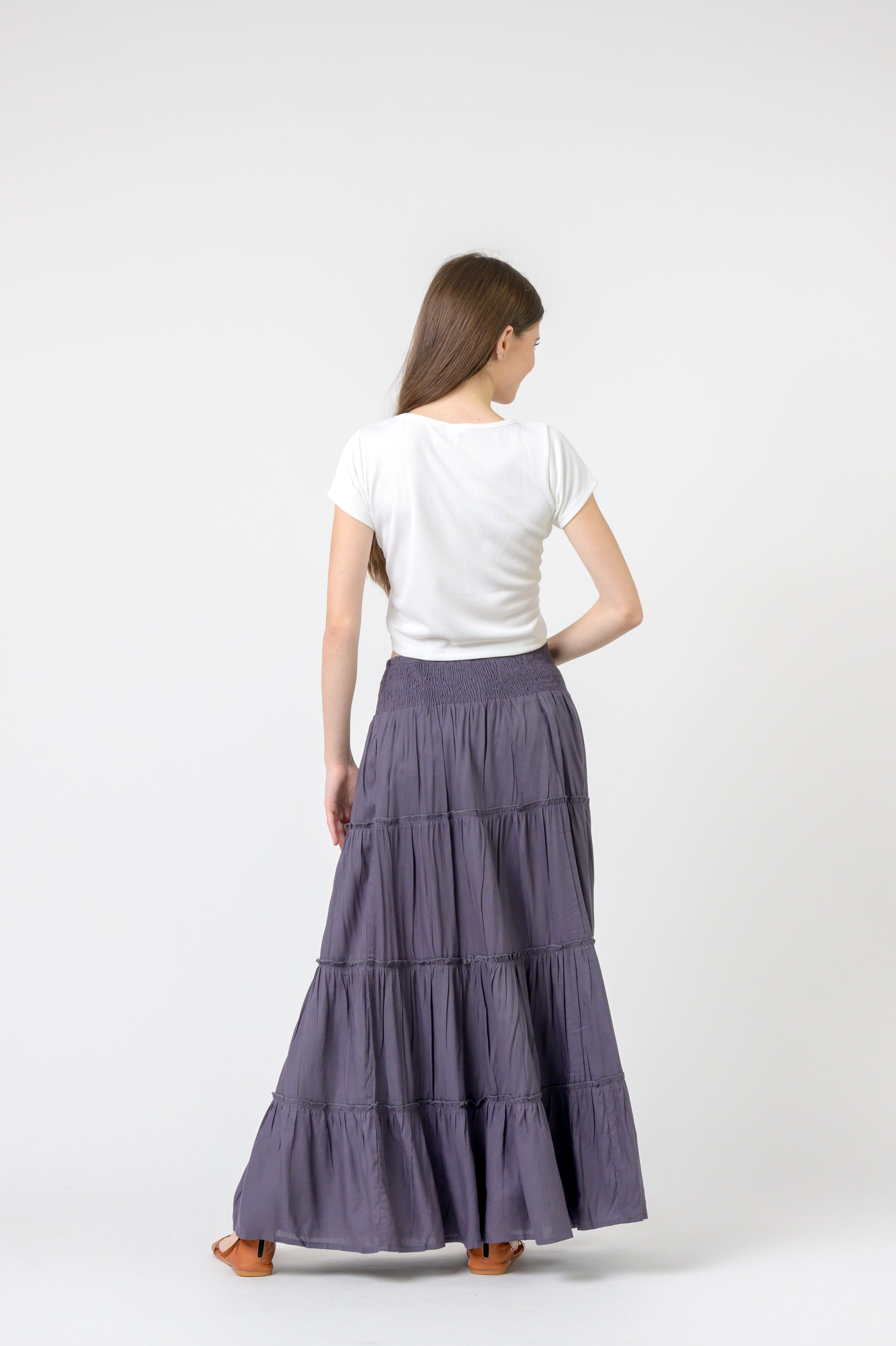 Plain Block Tiered Skirt