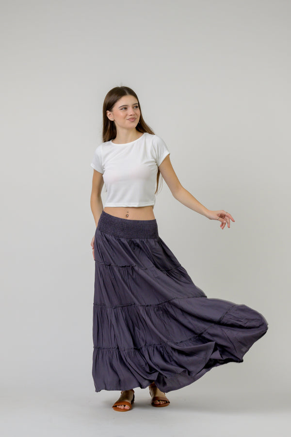 Plain Block Tiered Skirt