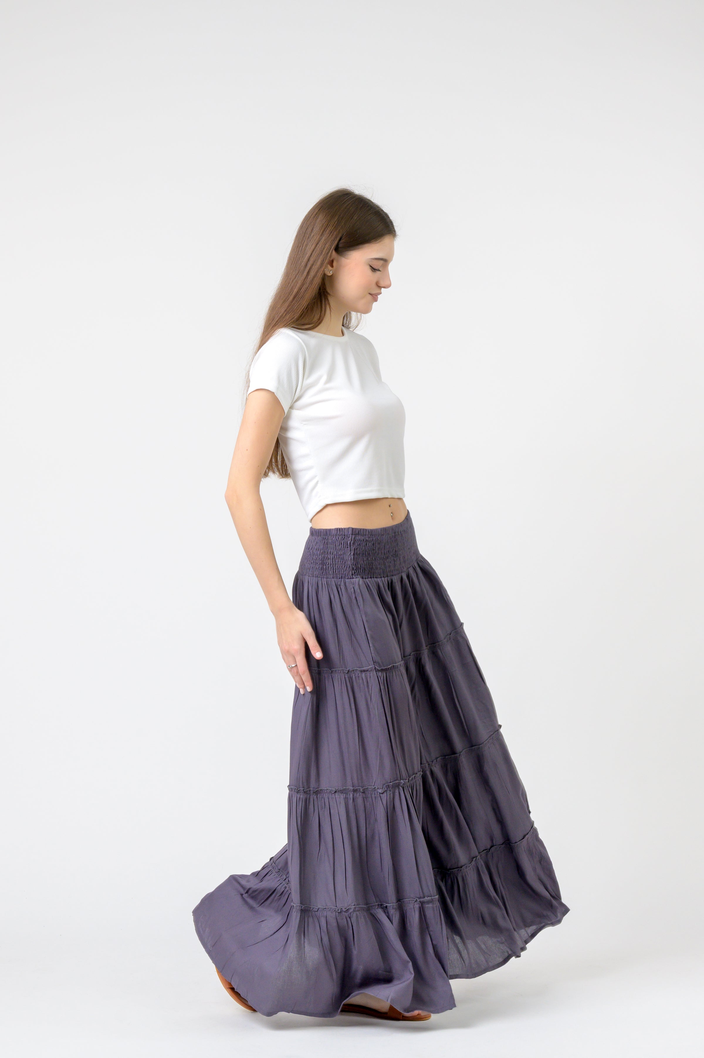 Plain Block Tiered Skirt