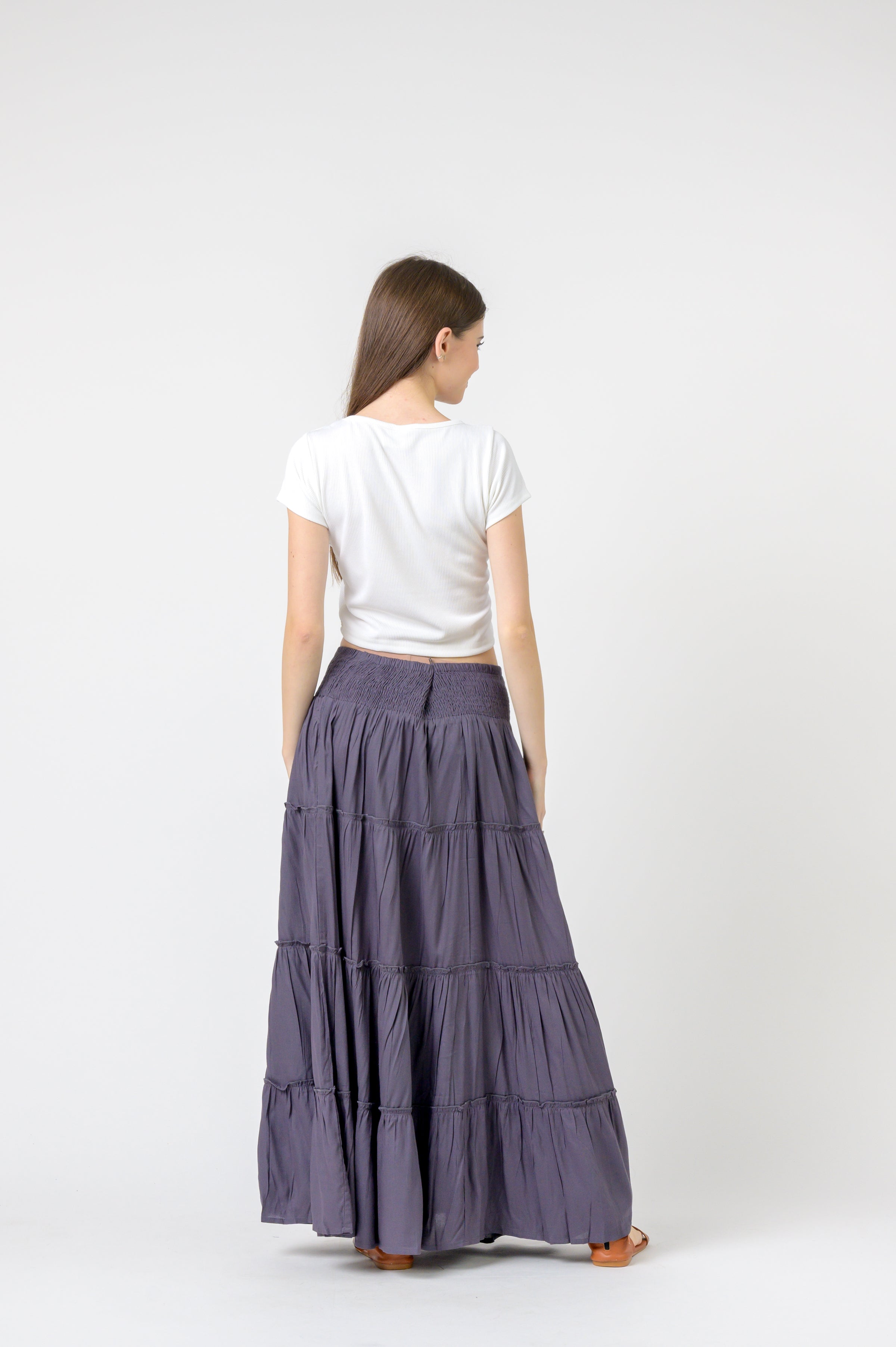 Plain Block Tiered Skirt