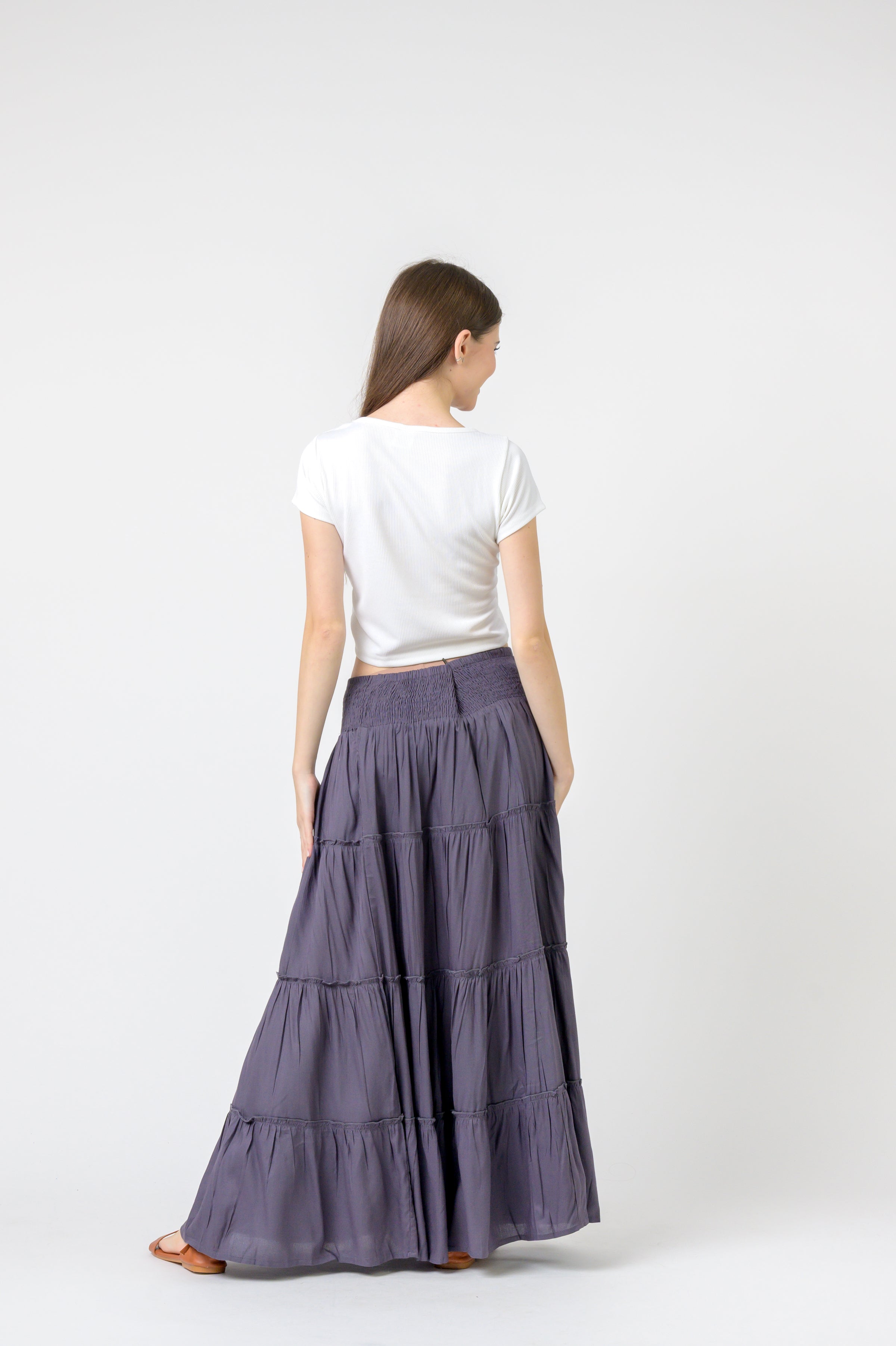 Plain Block Tiered Skirt