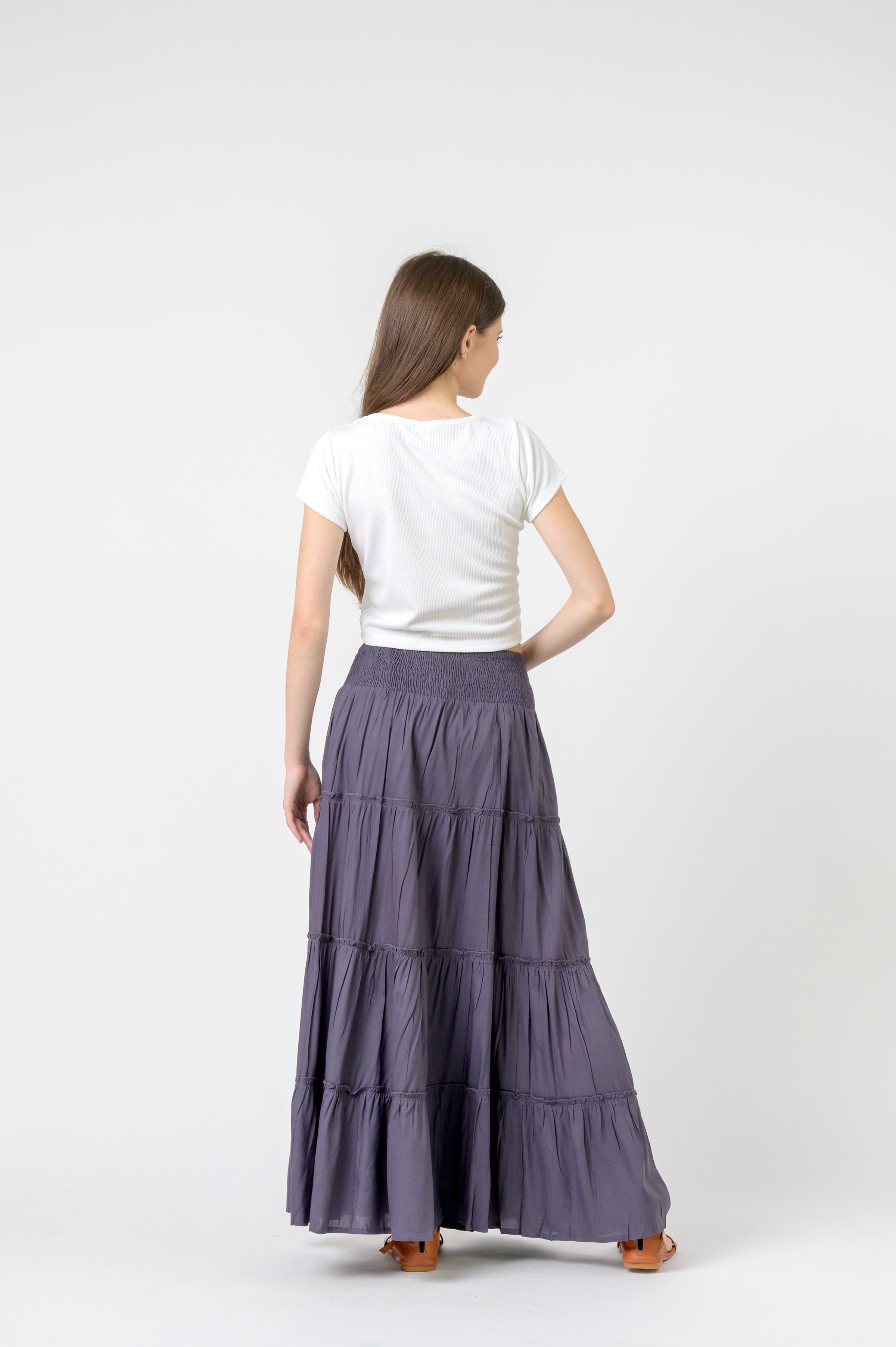 Plain Block Tiered Skirt