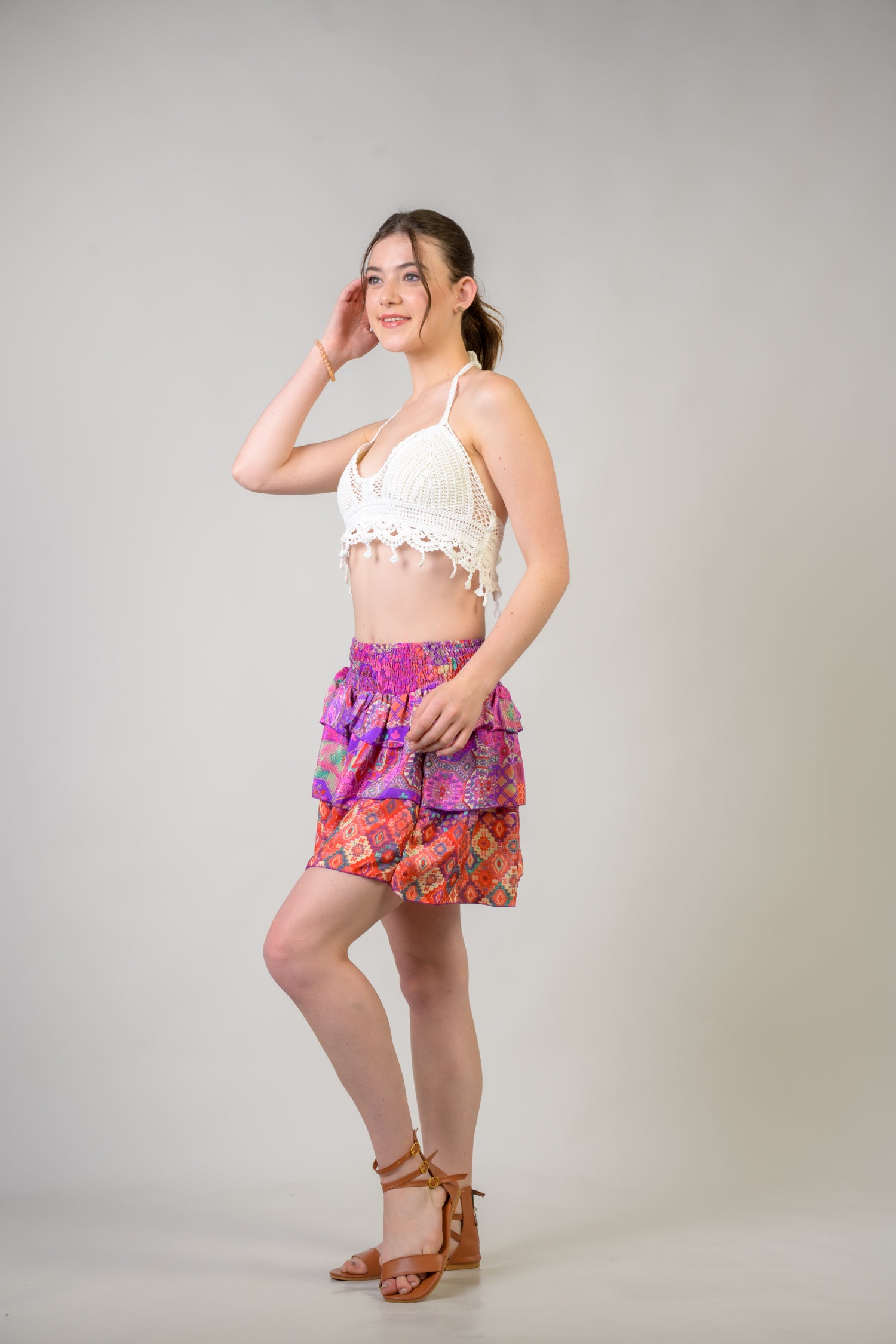 Rhea Layered Pattern Bobbin Skirt Assorted / One Size