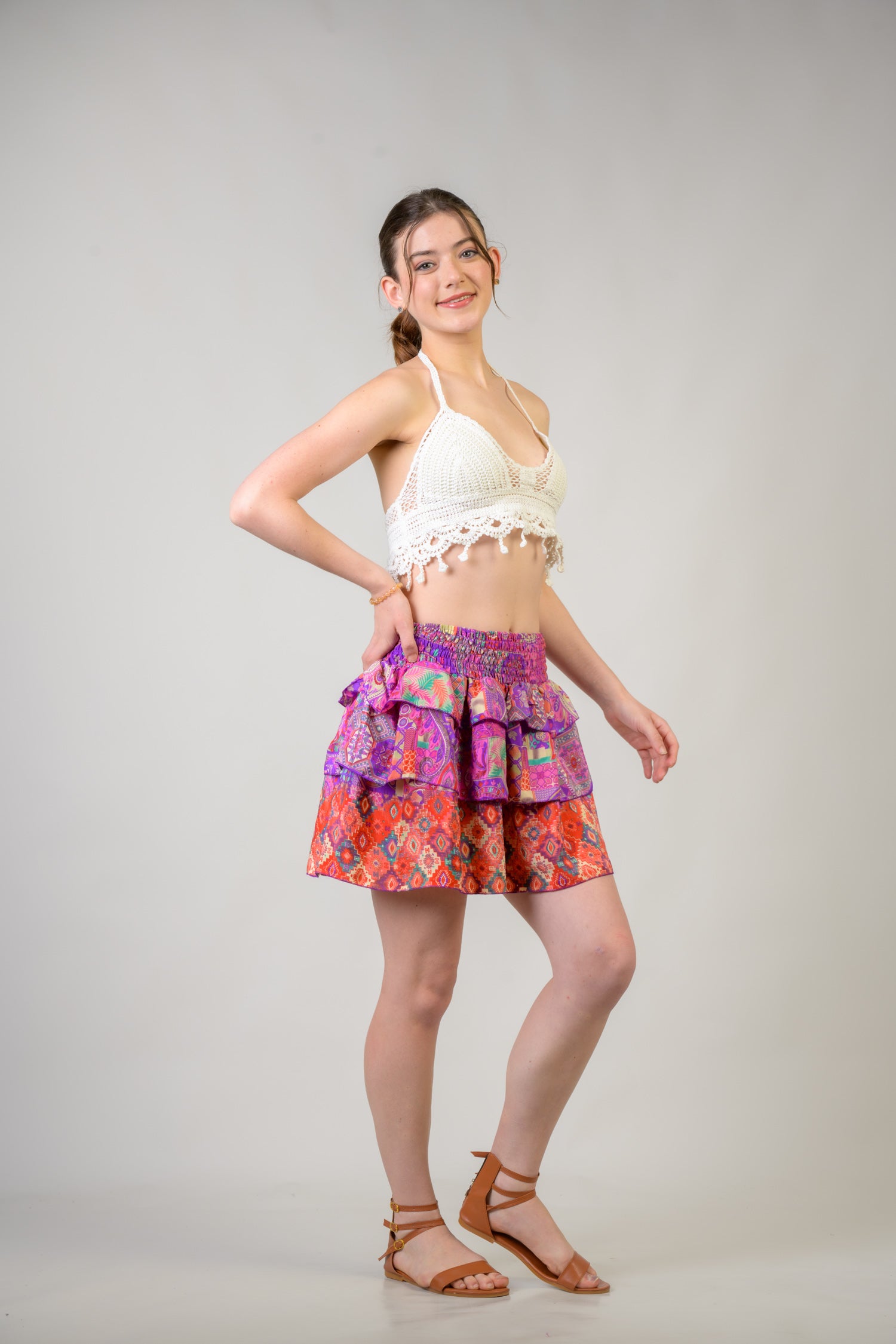 Rhea Layered Pattern Bobbin Skirt Assorted / One Size