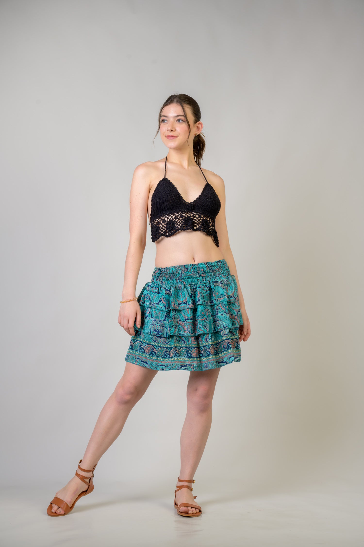 Layered Pattern Bobbin Skirt - Assorted