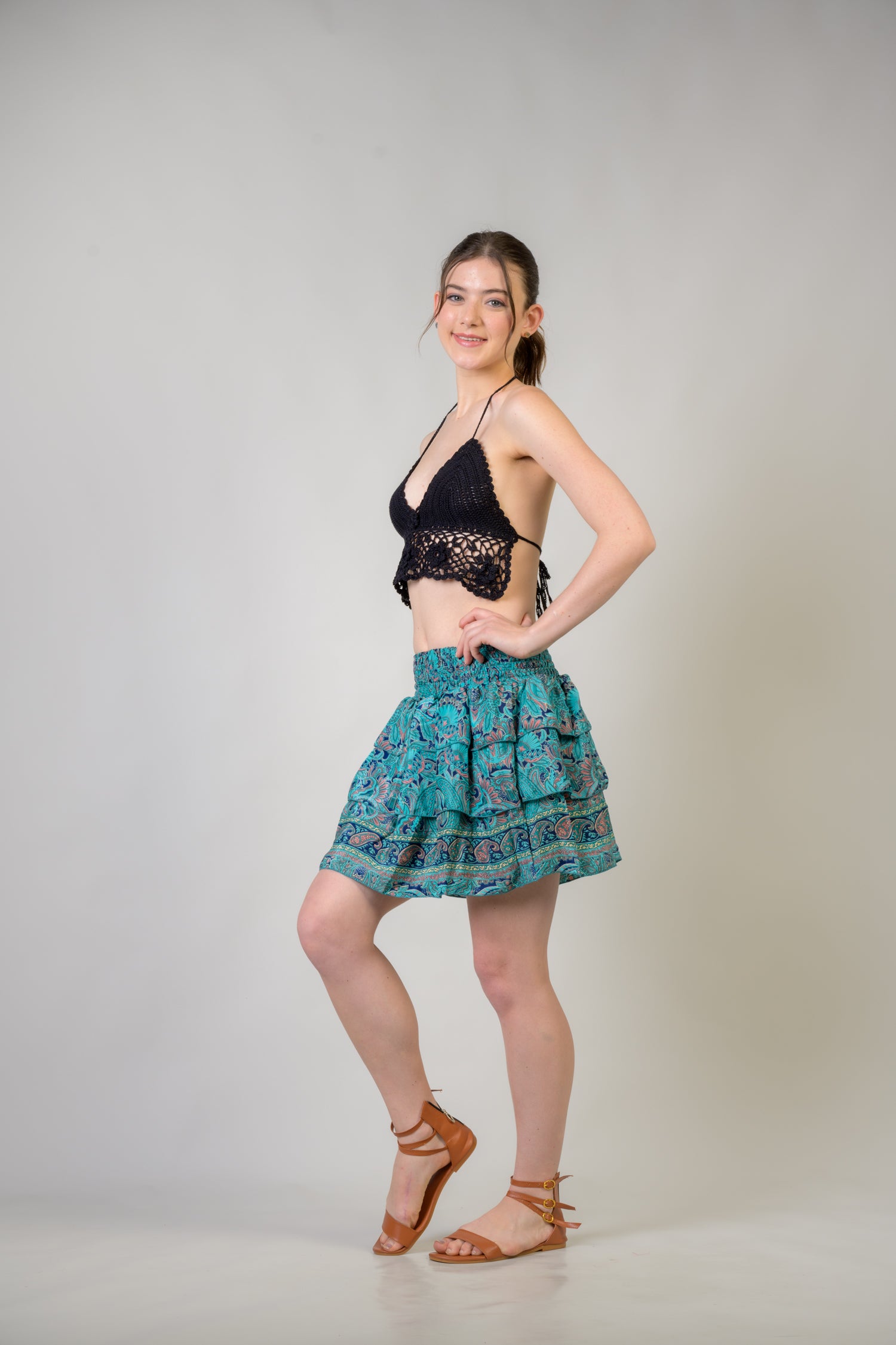 Layered Pattern Bobbin Skirt - Assorted