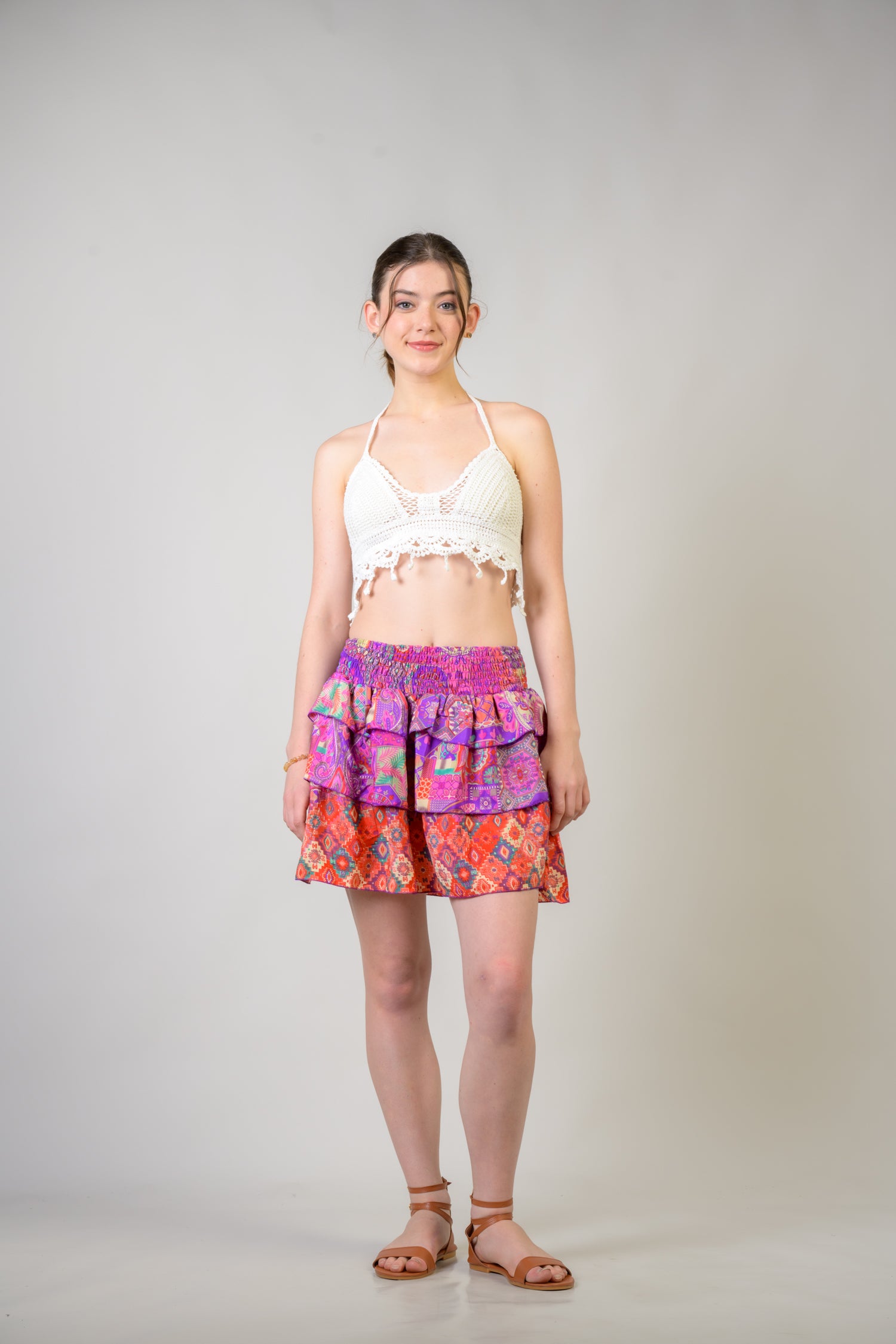 Layered Pattern Bobbin Skirt - Assorted