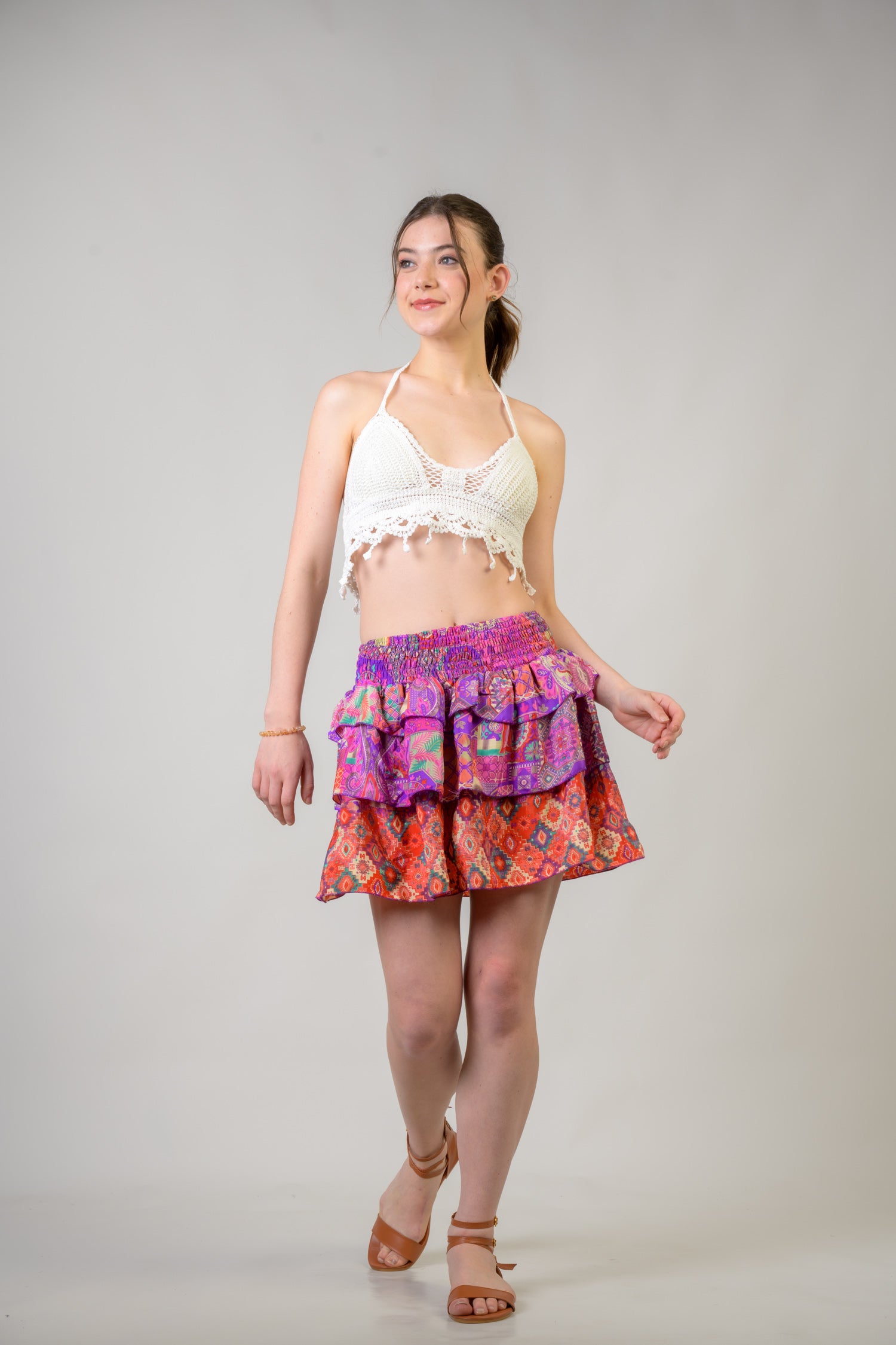 Layered Pattern Bobbin Skirt - Assorted