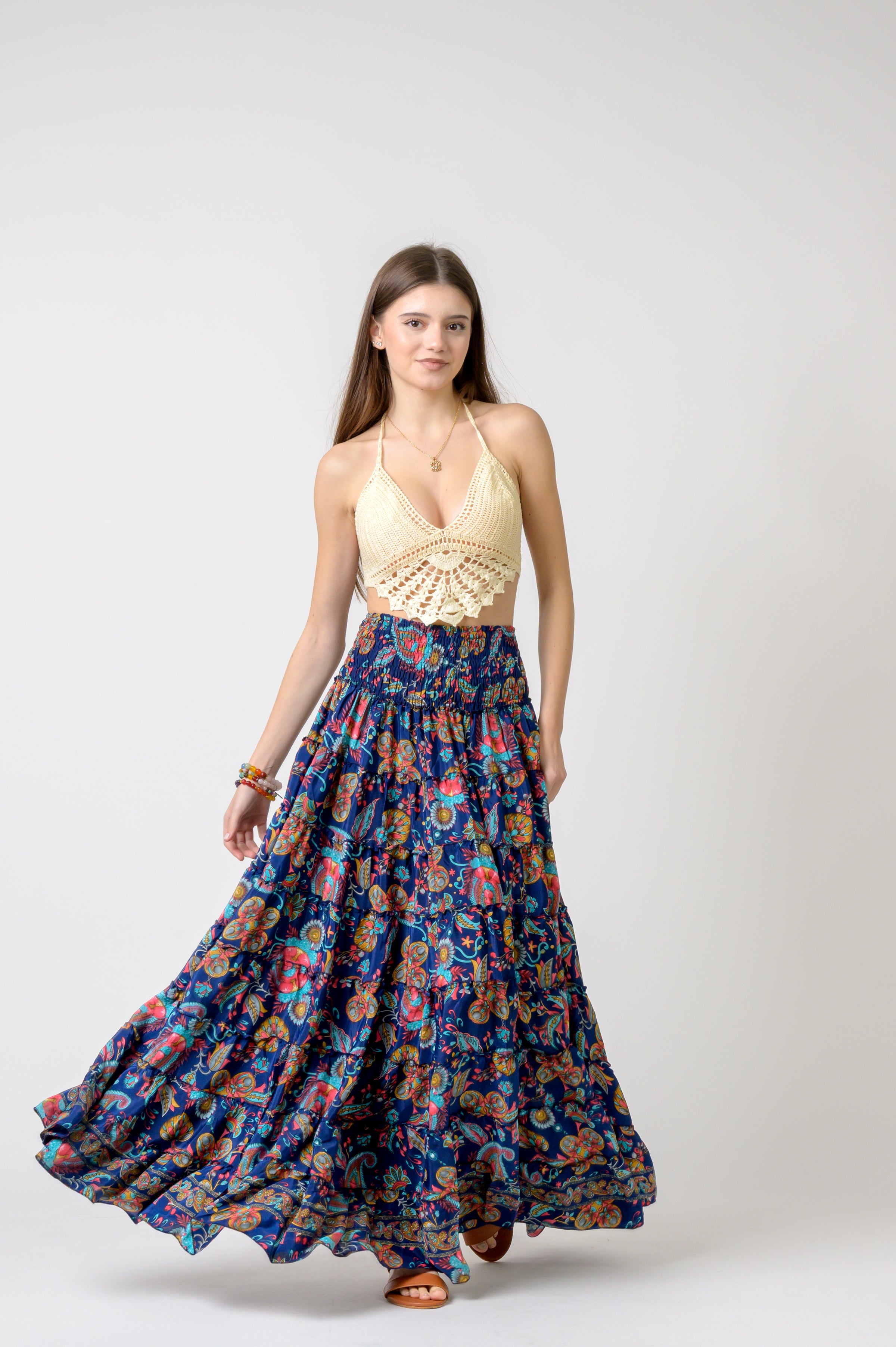 Layered Print Ruffle Skirt