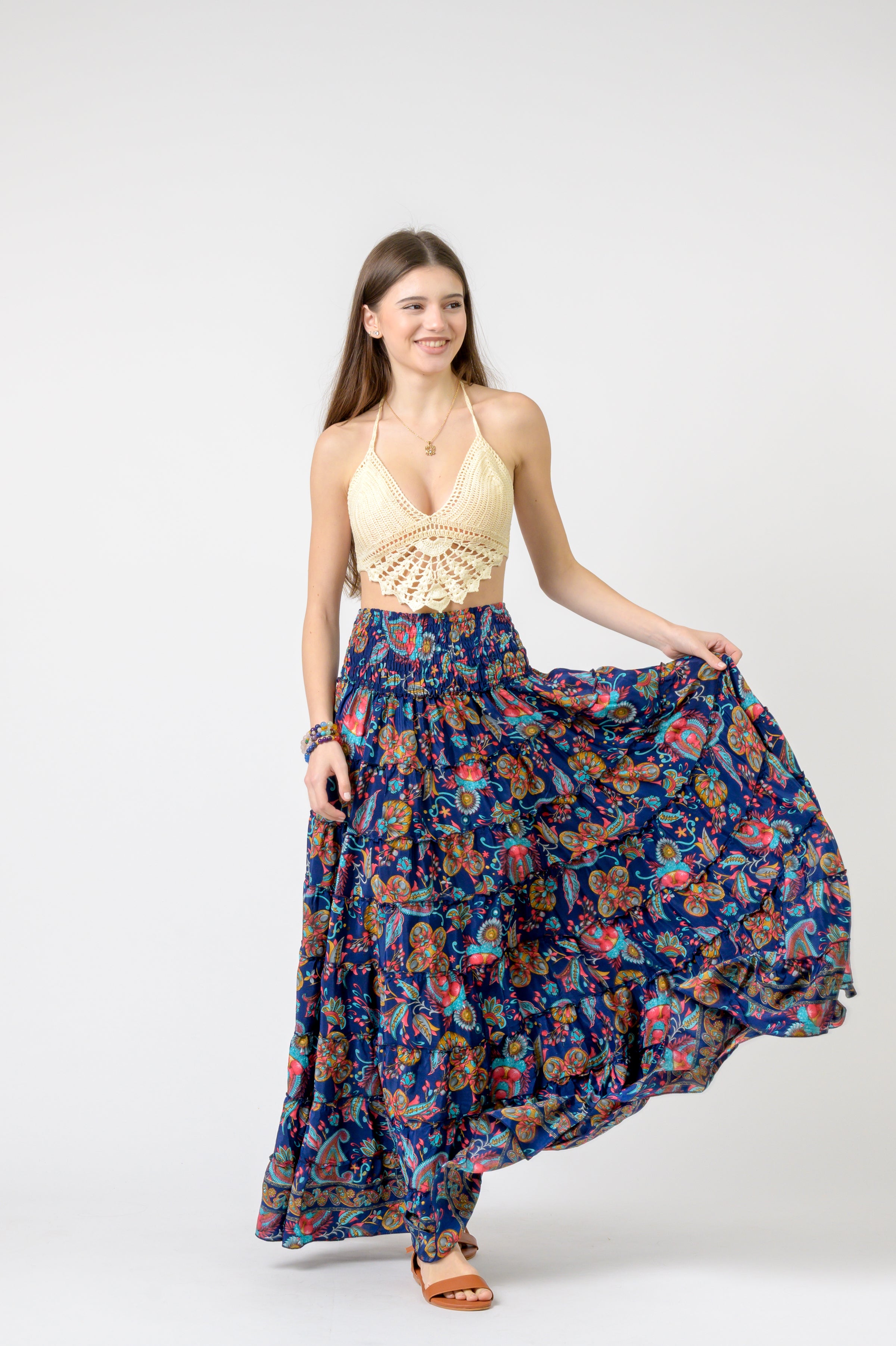 Layered Print Ruffle Skirt