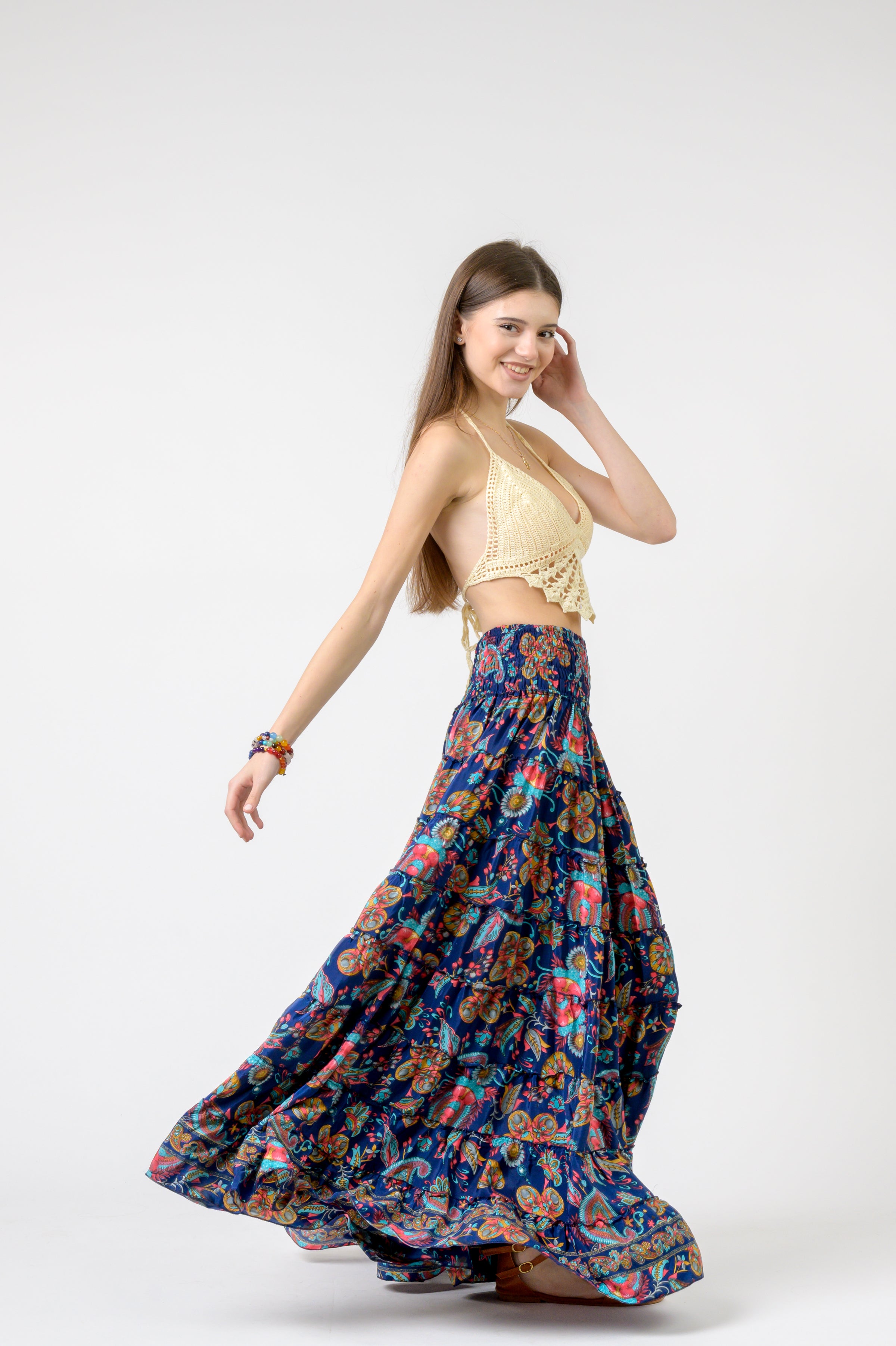 Layered Print Ruffle Skirt