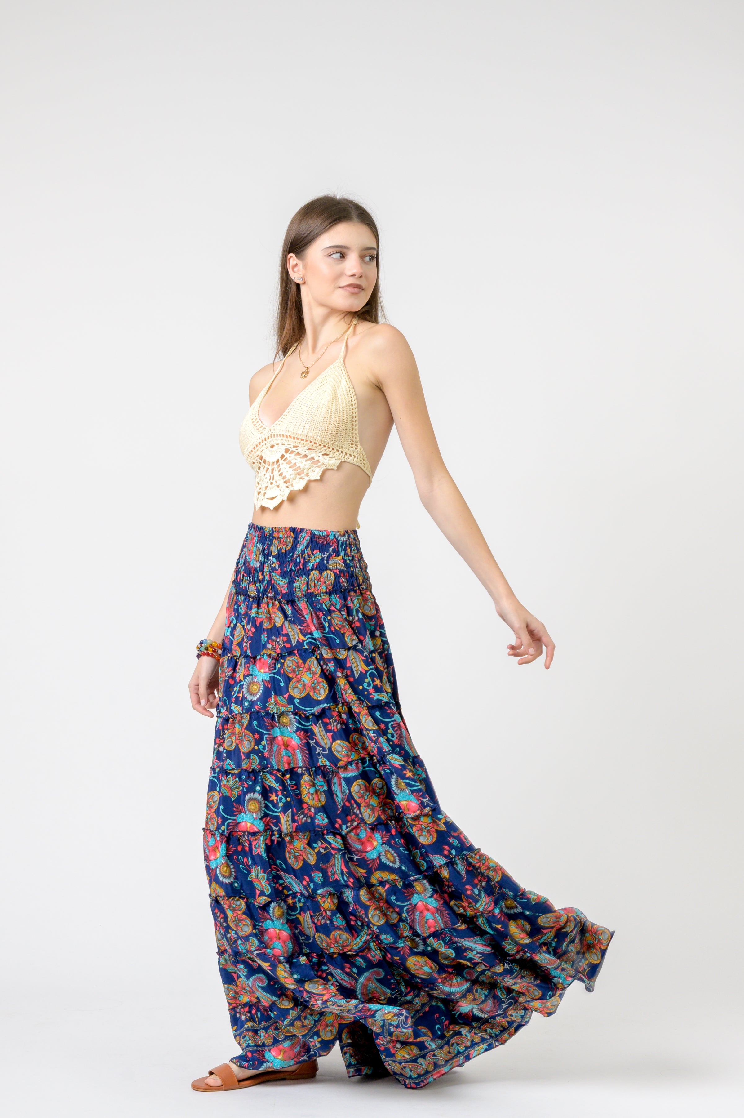 Layered Print Ruffle Skirt