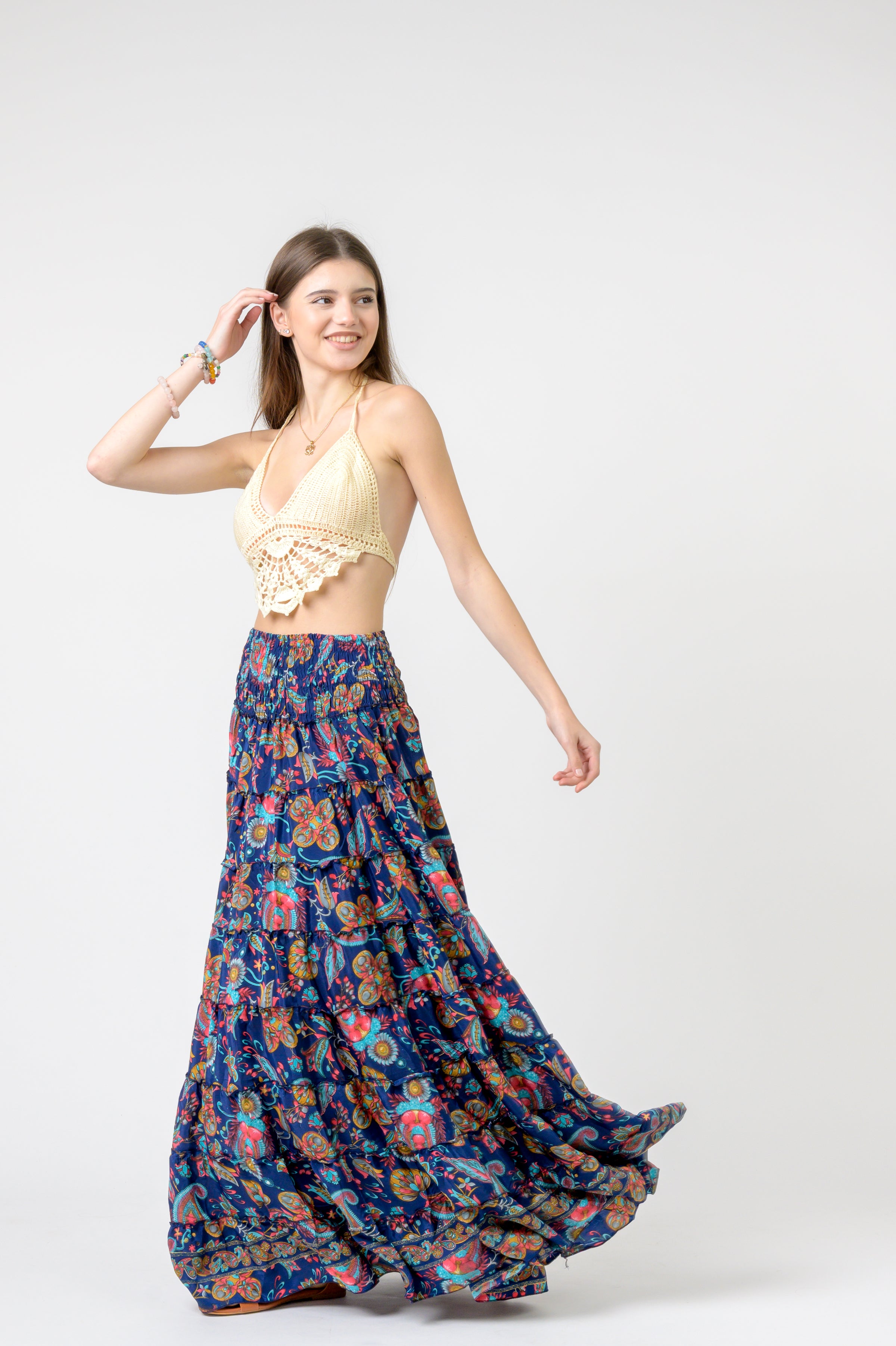 Layered Print Ruffle Skirt