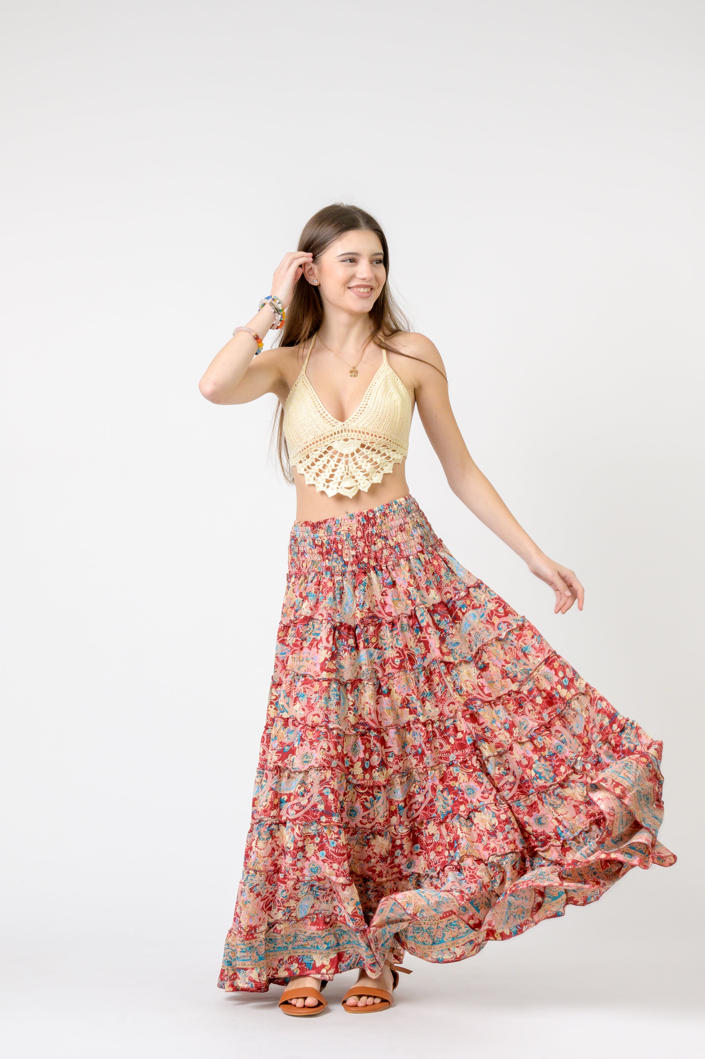 Layered Print Ruffle Skirt