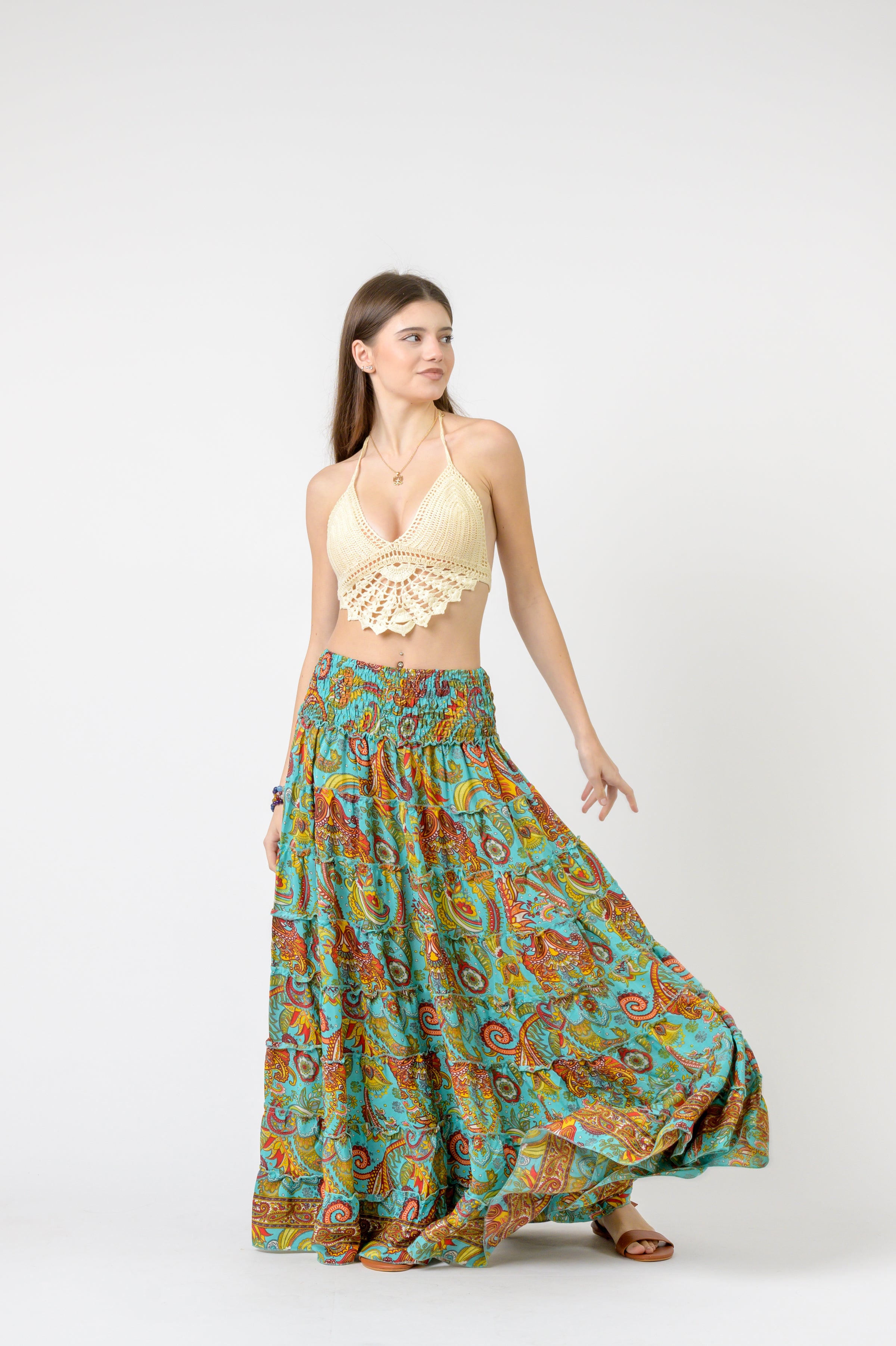 Layered Print Ruffle Skirt