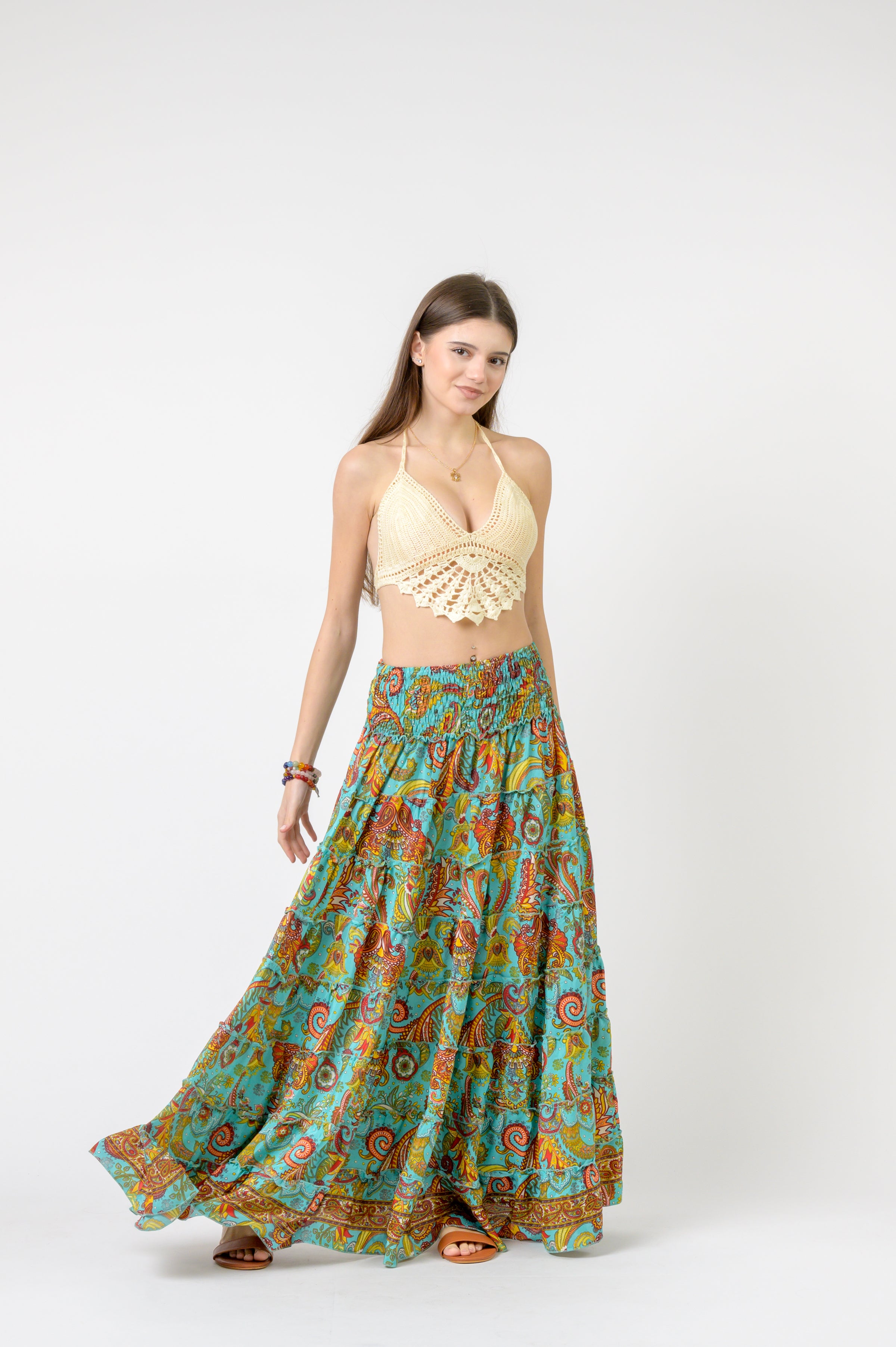 Layered Print Ruffle Skirt