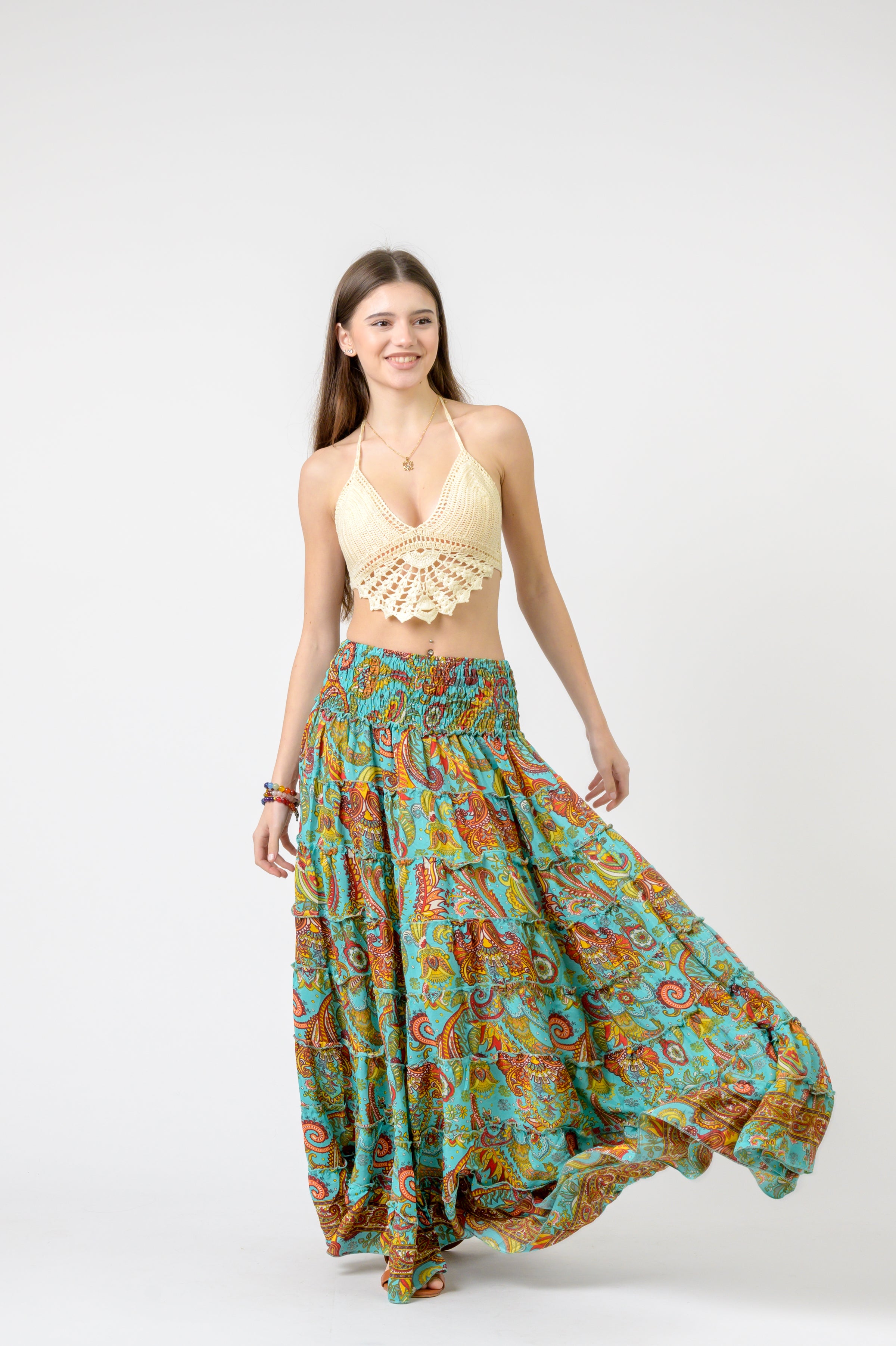 Layered Print Ruffle Skirt