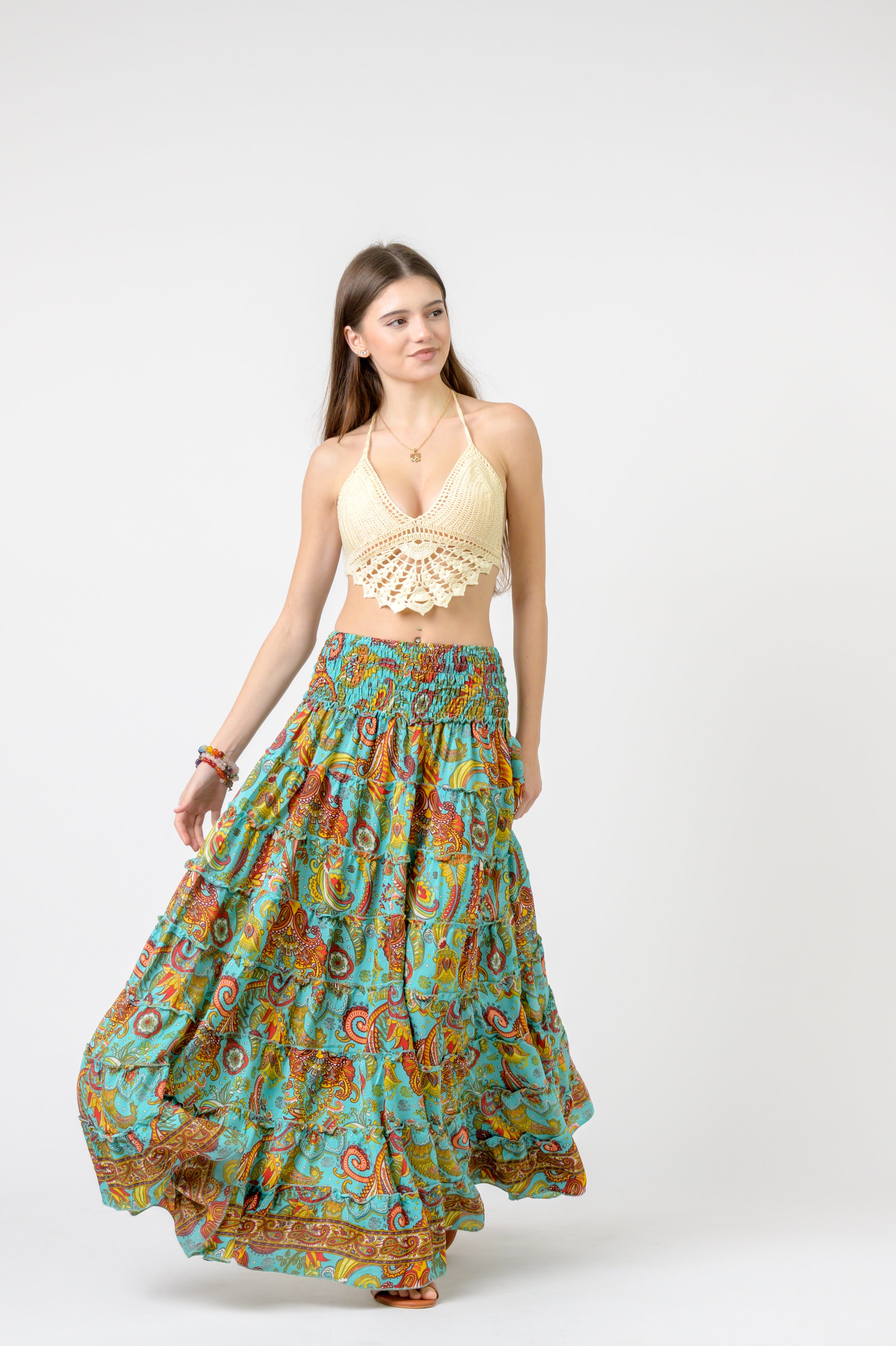 Layered Print Ruffle Skirt