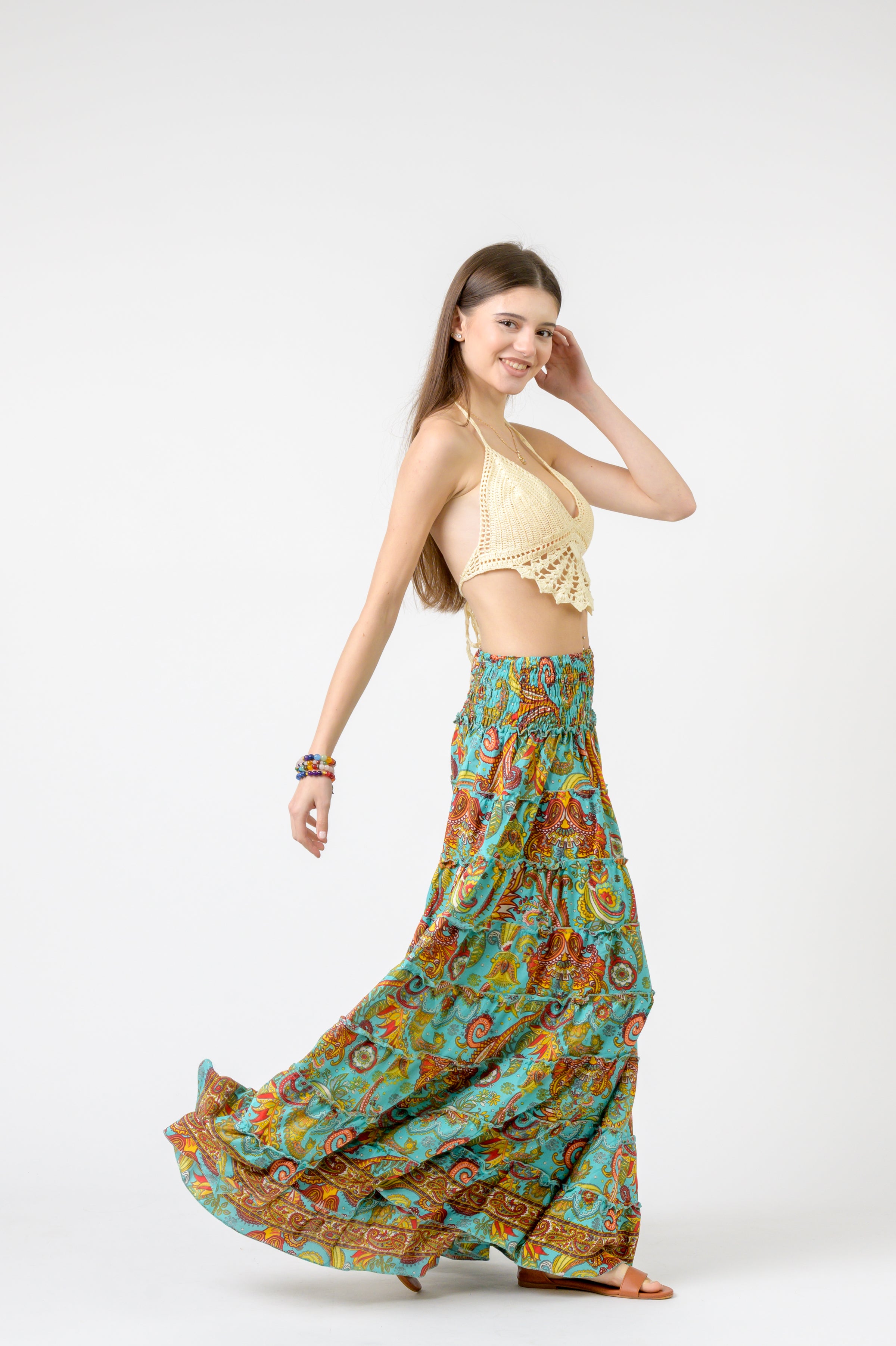 Layered Print Ruffle Skirt