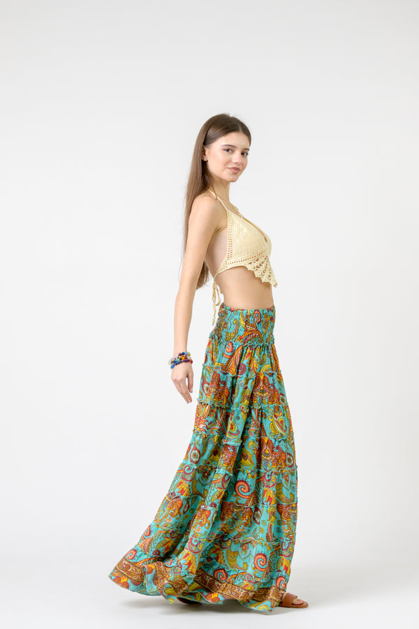 Layered Print Ruffle Skirt