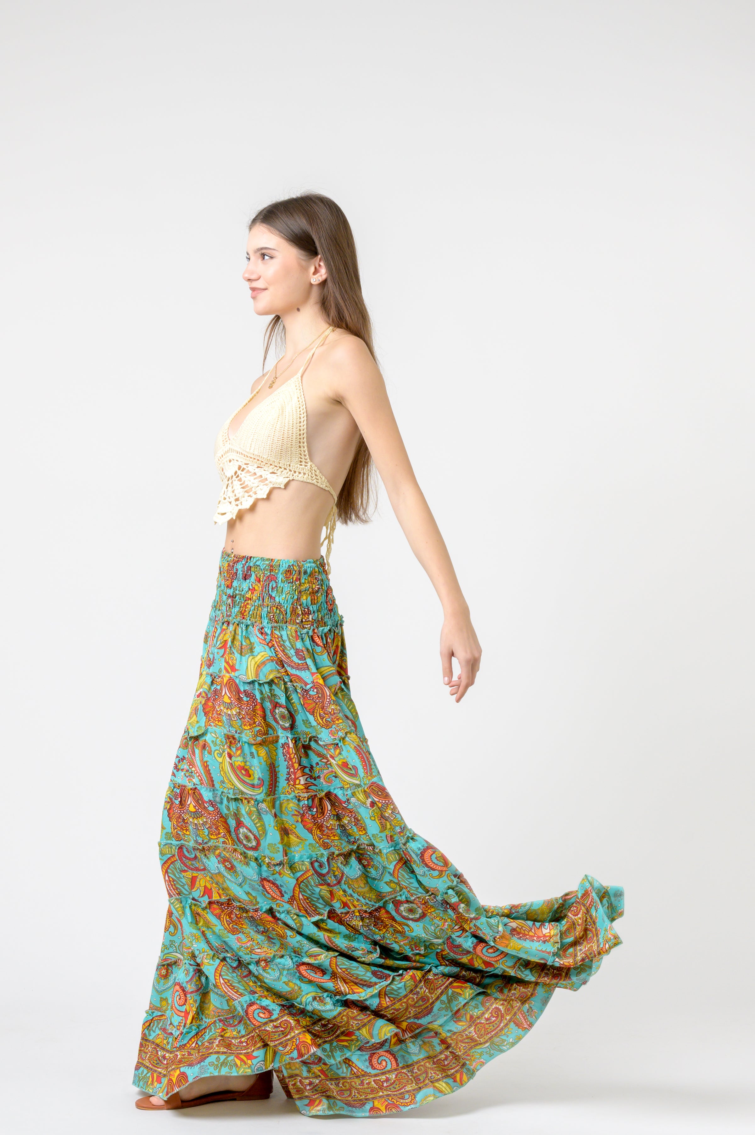 Layered Print Ruffle Skirt