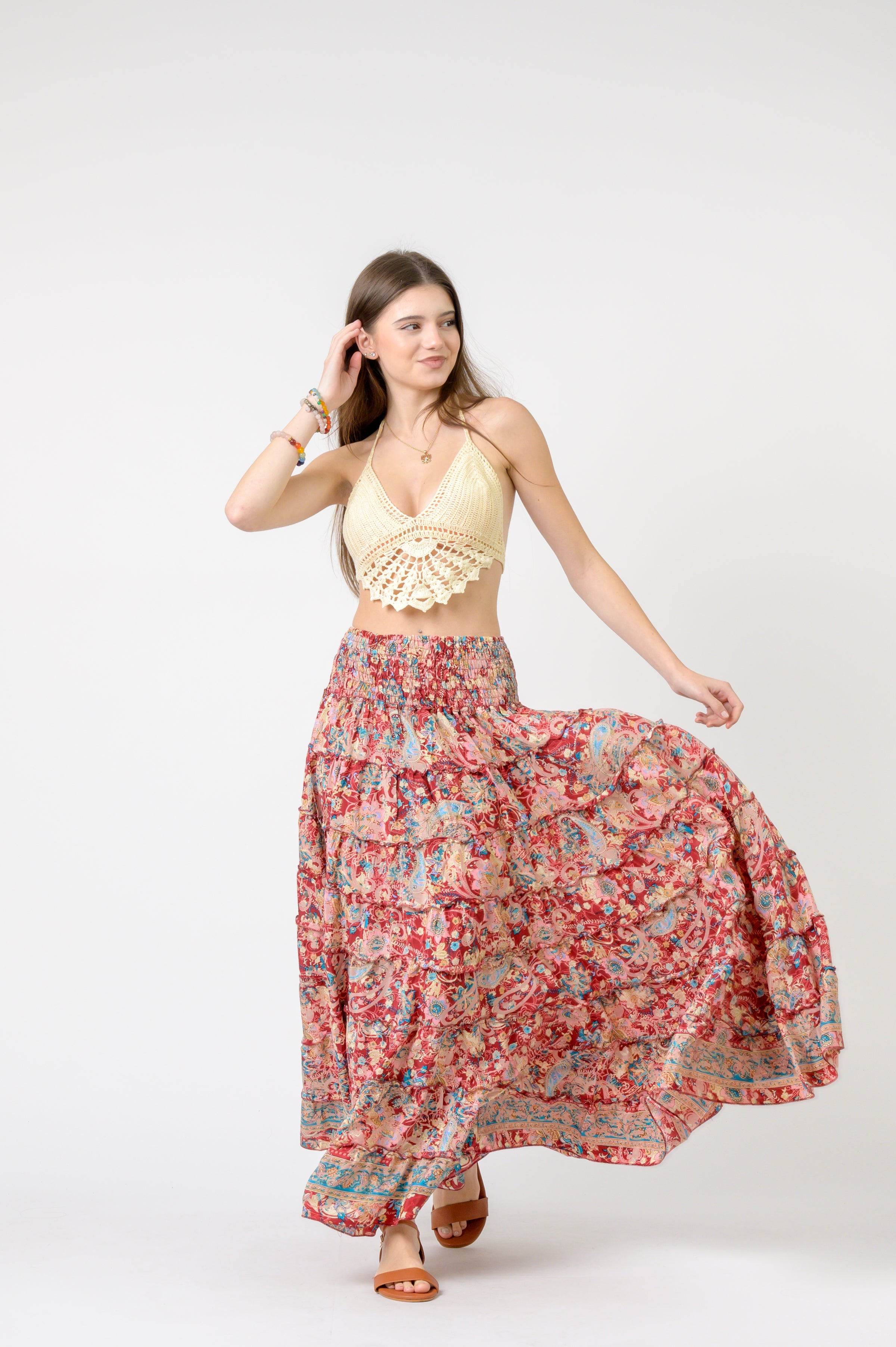 Layered Print Ruffle Skirt