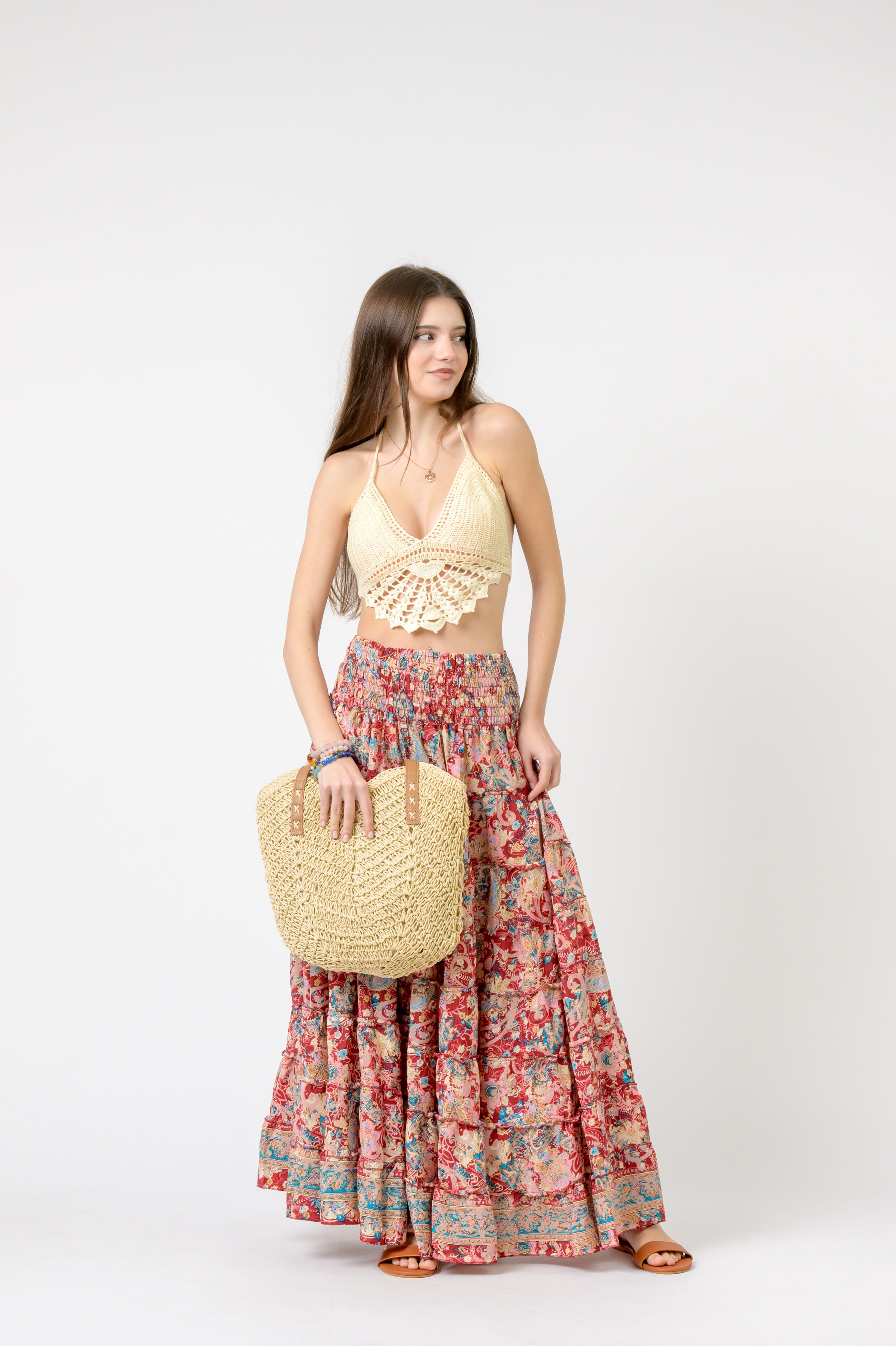 Layered Print Ruffle Skirt