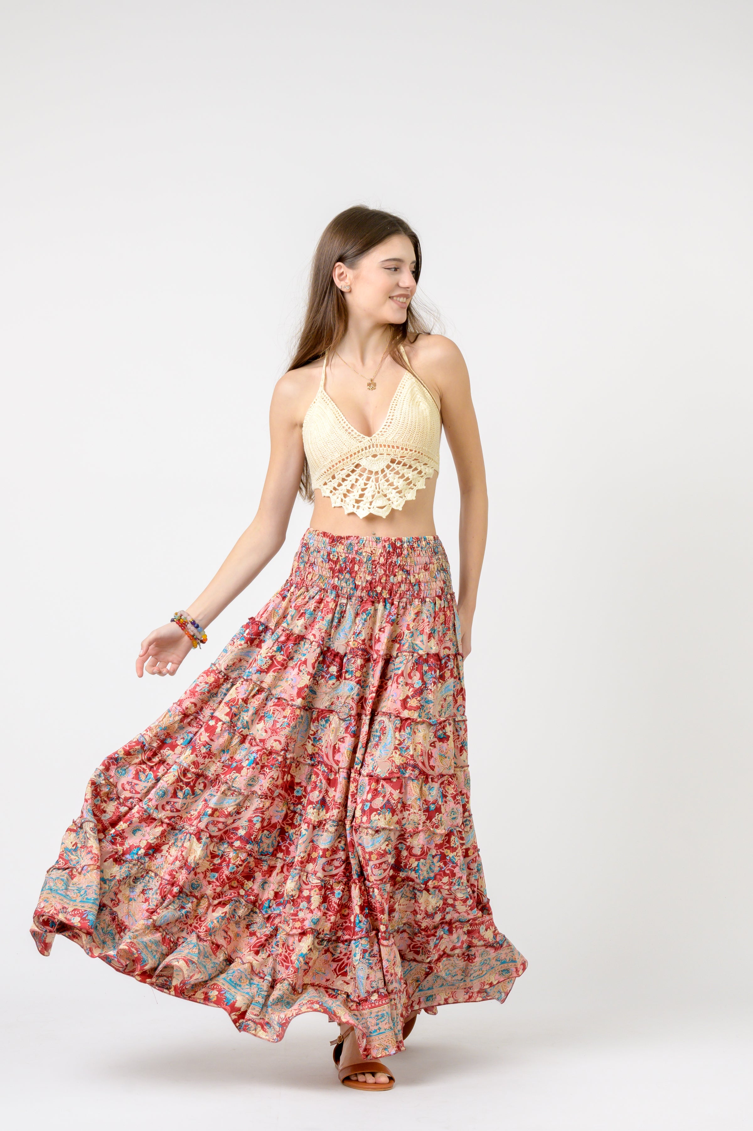 Layered Print Ruffle Skirt