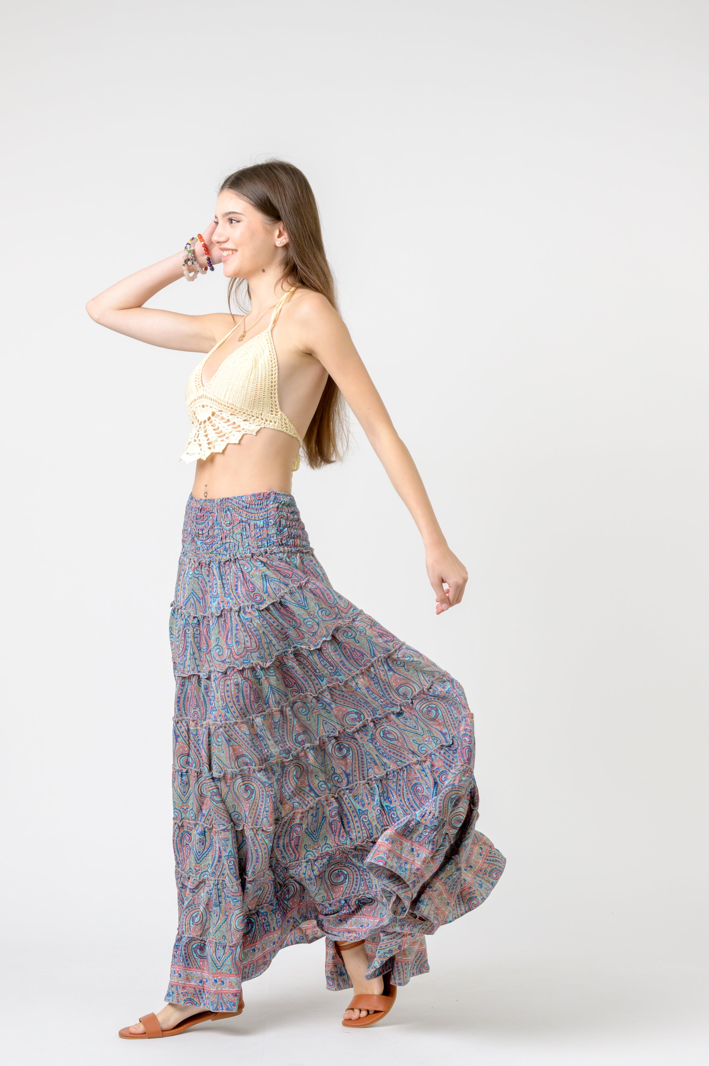 Layered Print Ruffle Skirt